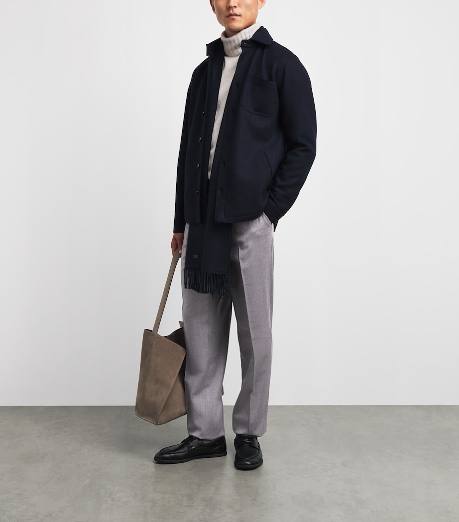 Maurizio Baldassari Mens Stretch-Virgin Wool Drawstring Trousers Warm Light Grey Image 2