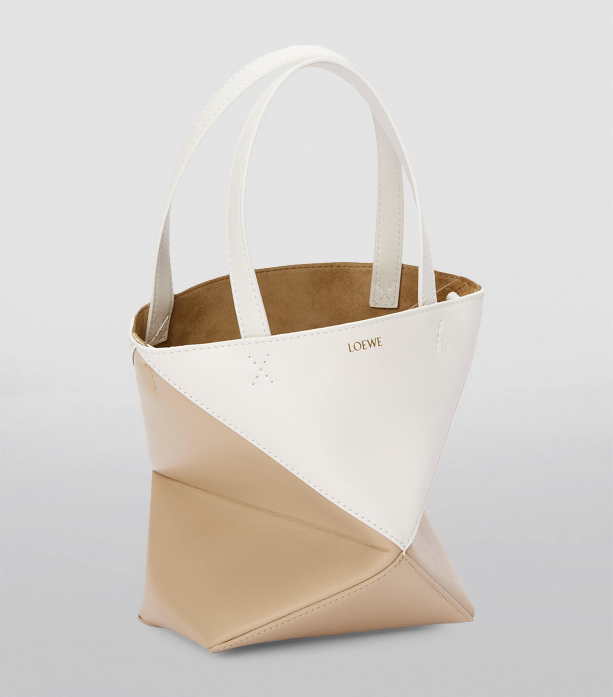 LOEWE White Mini Leather Puzzle Fold Tote Bag | Harrods US