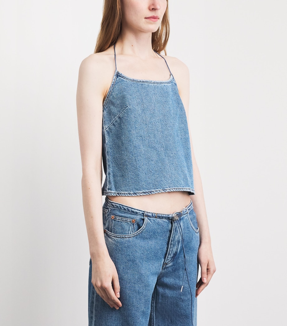 STILL HERE Womens Denim Toggle Tank Top Classic Blue Image 4