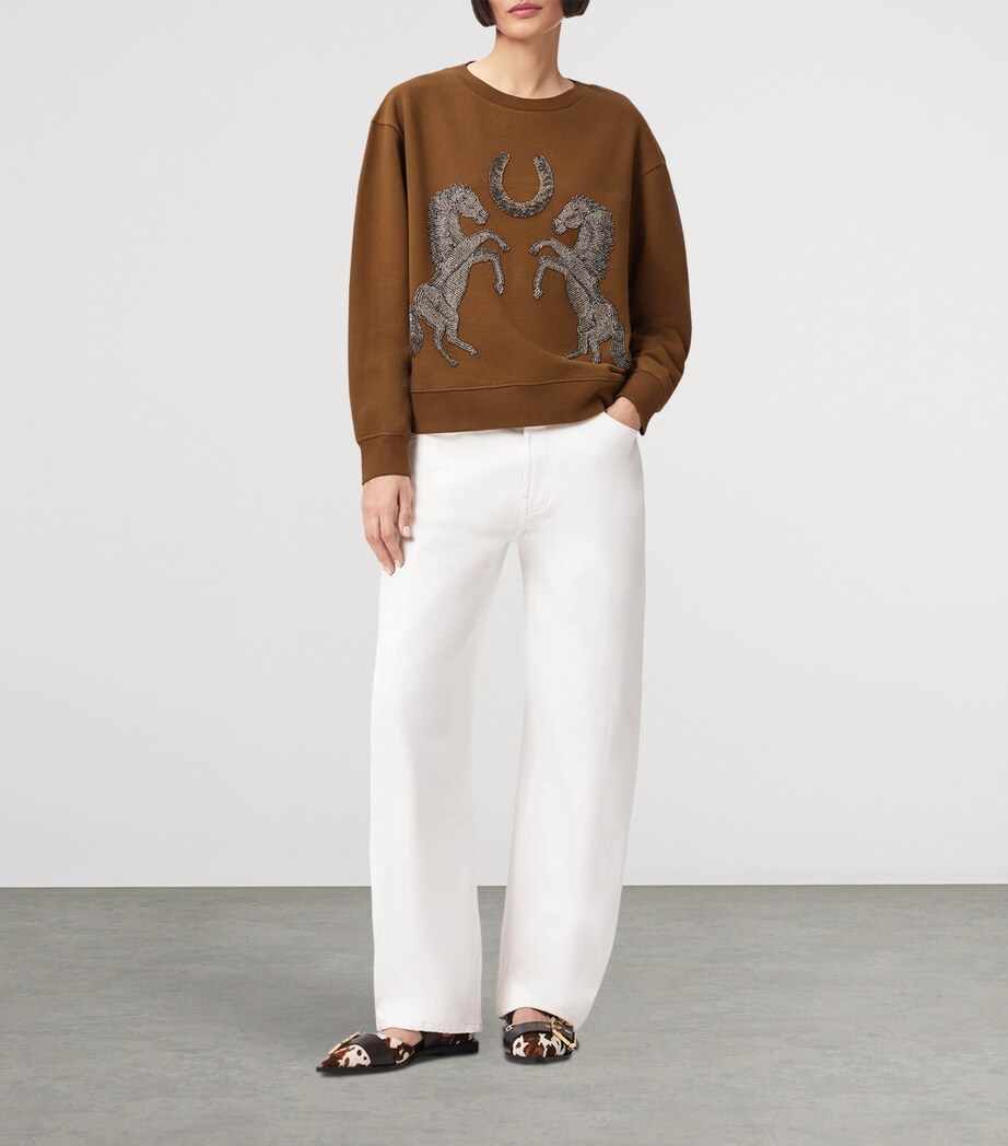 AllSaints Womens Cotton Luck Pippa Sweatshirt Cognac Brown Image 2