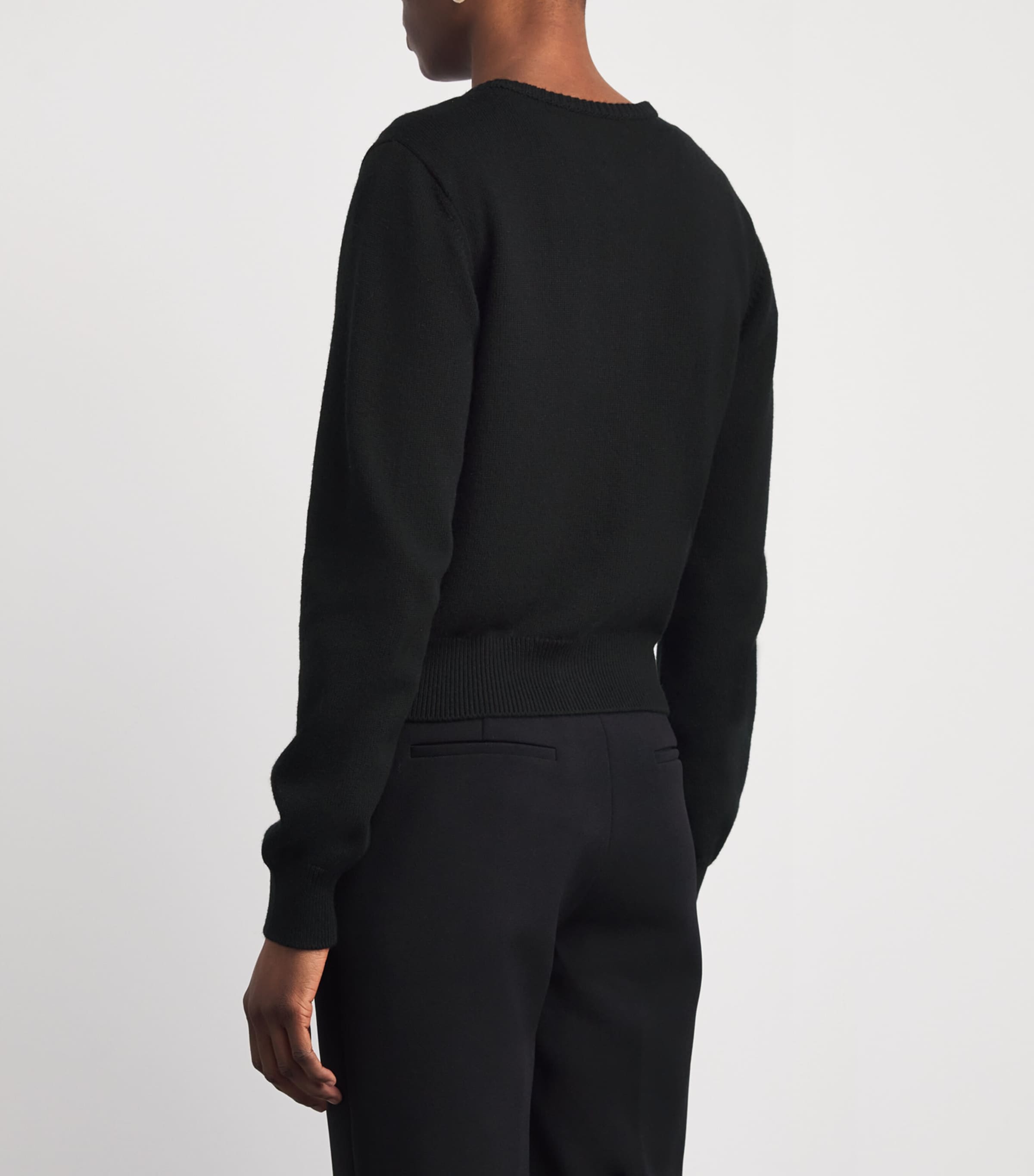 Barrie Womens Cotton-Cashmere Mismatched Cardigan Black Image 5
