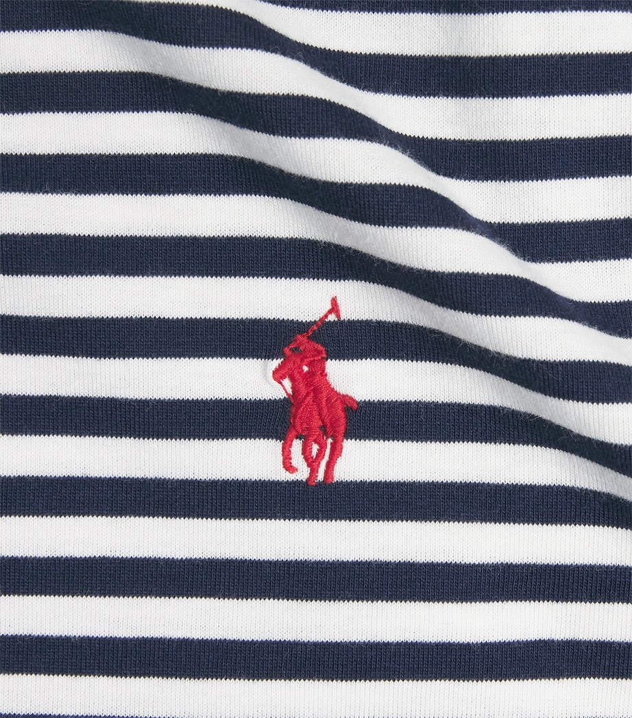 Polo Ralph Lauren Mens Cotton Stripe Polo Pony Slim T-Shirt Newport Navy/white Image 6