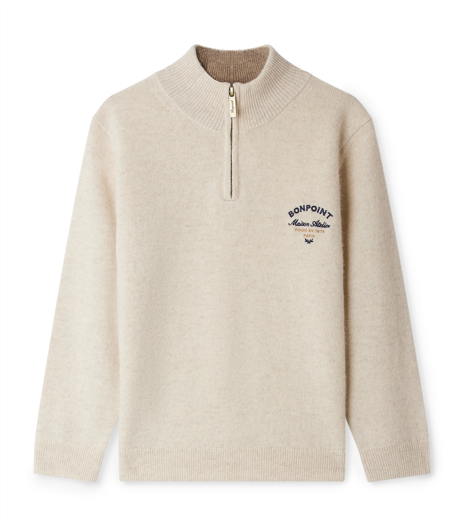 Cashmere Gert Quarter-Zip Sweater (10-14 Years) NATUREL Image 1