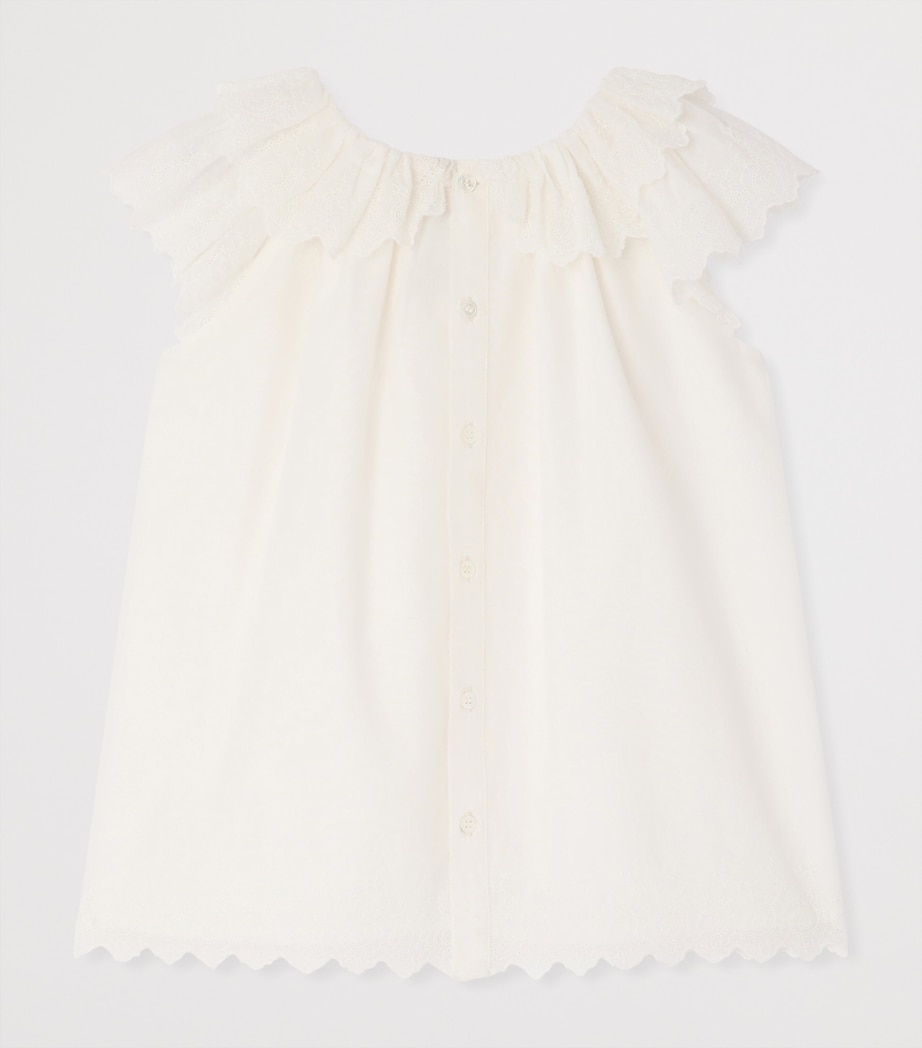 Cotton Broderie Anglaise Blouse (10-14 Years) UPB BLANC LAIT Image 2