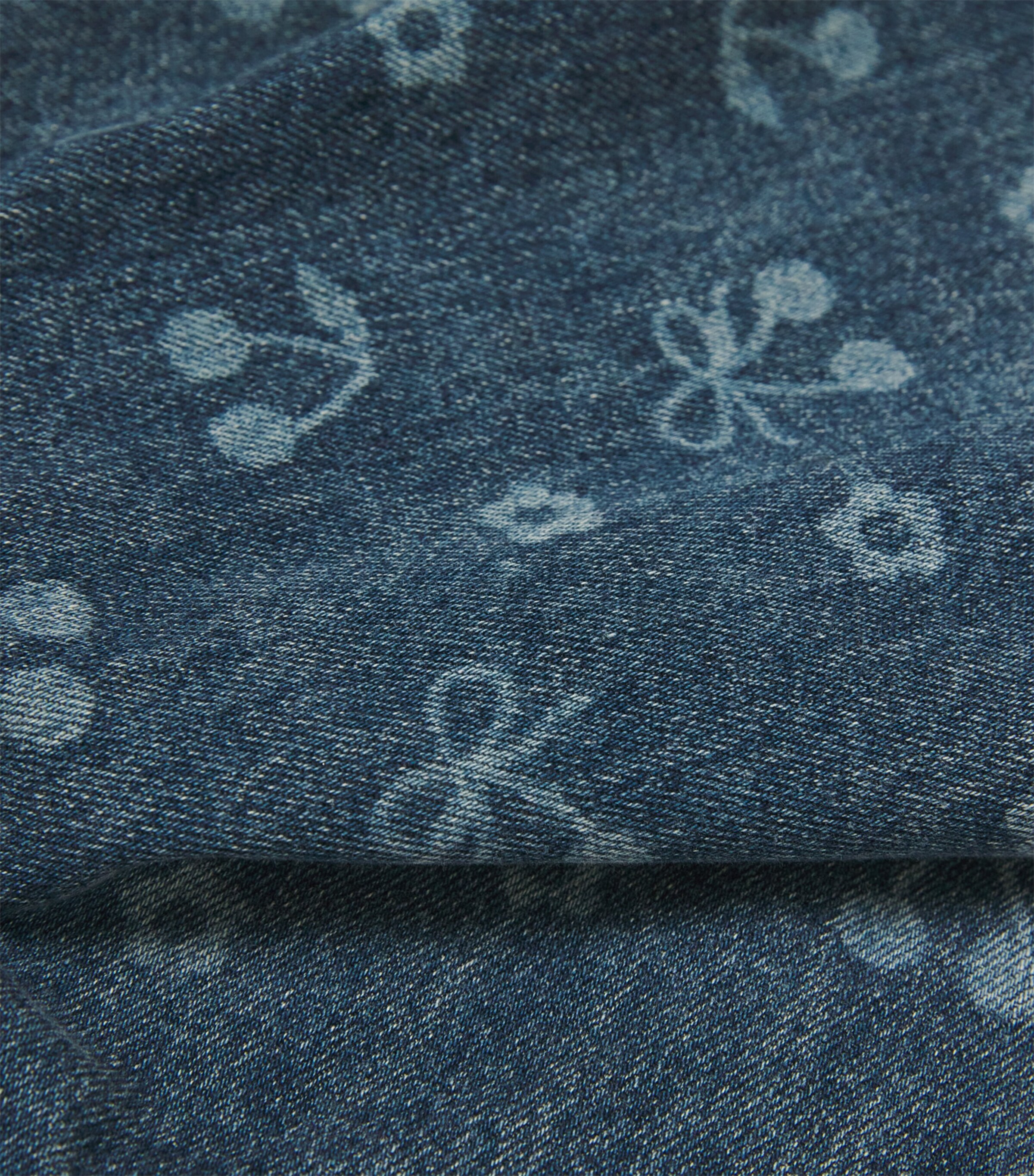 Self-Portrait Kids Denim Cherry Print Dress (3-12 Years) Blue Image 4