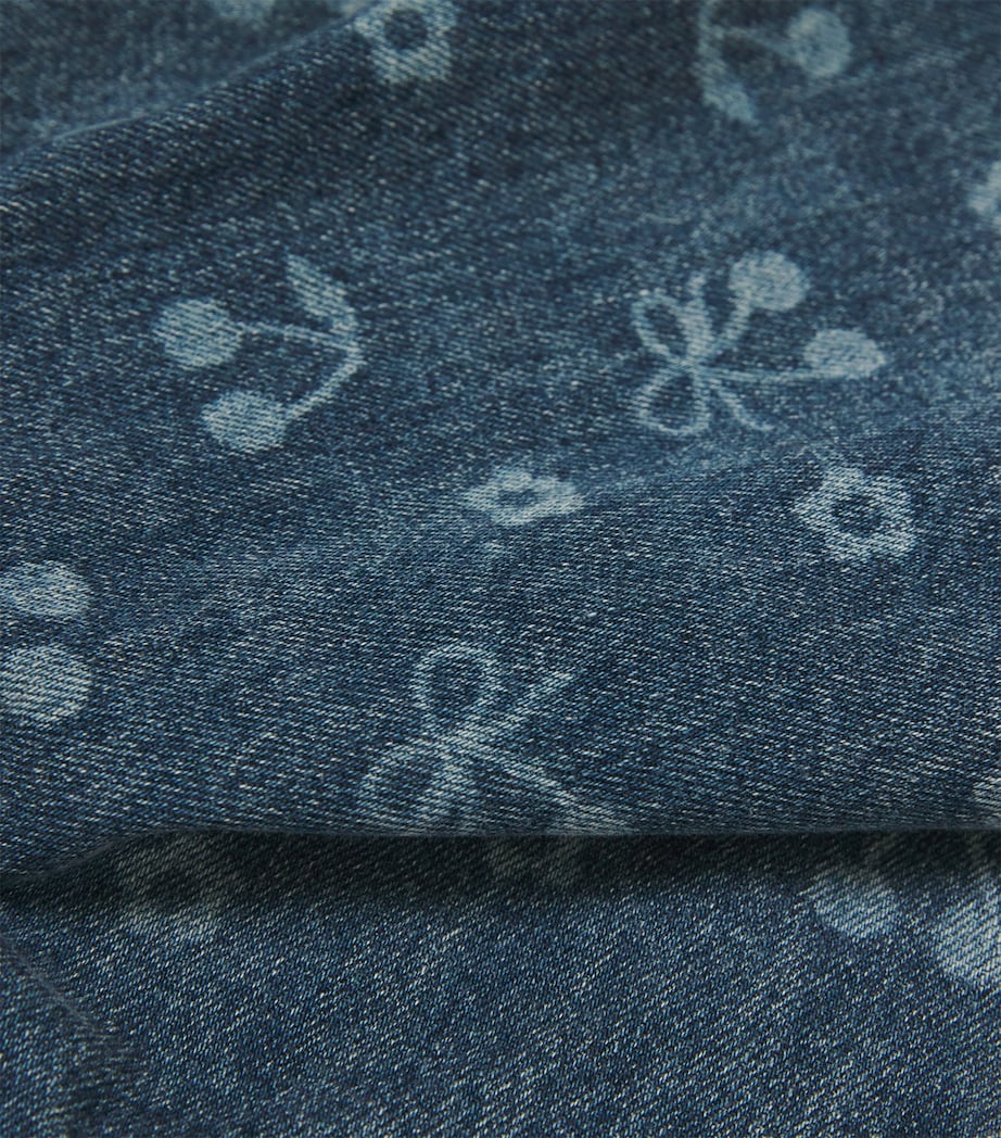 Self-Portrait Kids Denim Cherry Print Dress (3-12 Years) Blue Image 4
