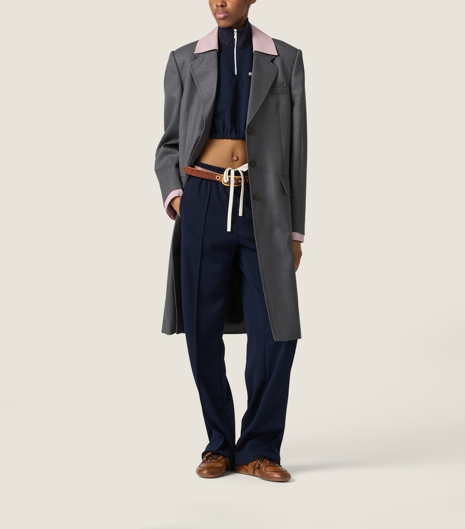 Miu Miu Womens Wool Gabardine Coat Grey Image 2