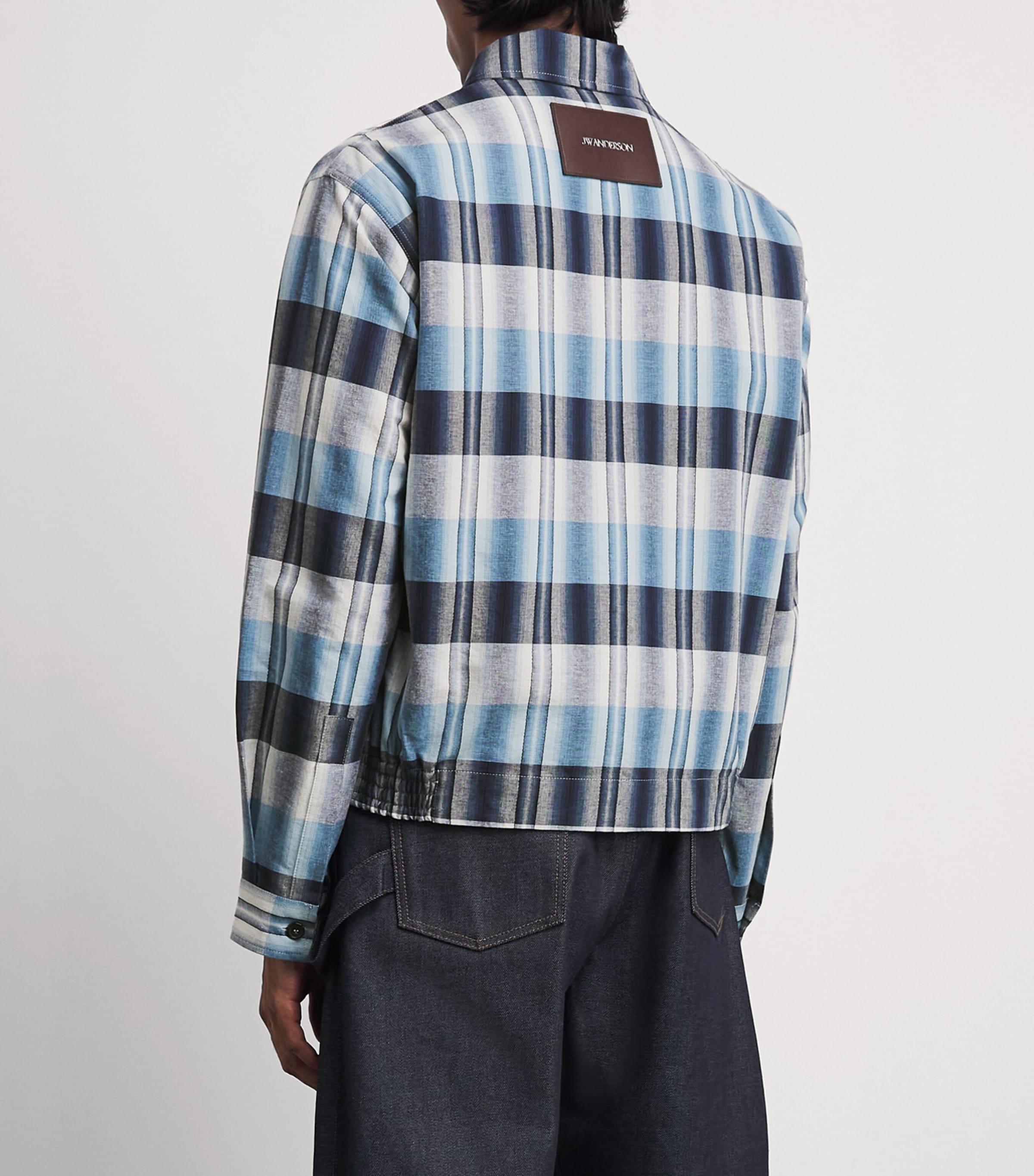 JW Anderson Mens Cotton Check Bomber Jacket Navy/blue Image 5