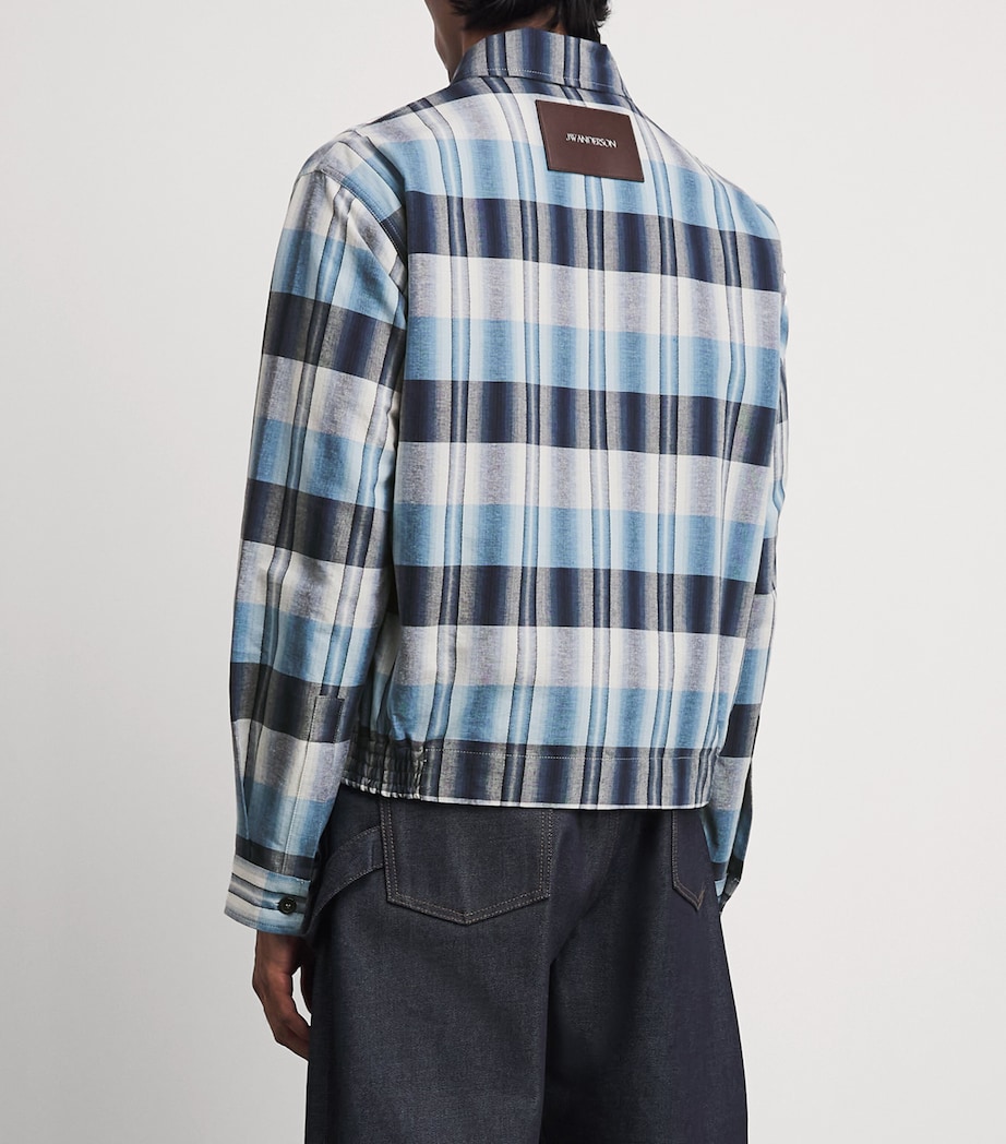 JW Anderson Mens Cotton Check Bomber Jacket Navy/blue Image 5