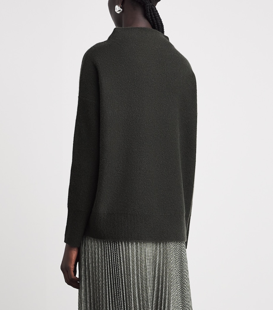 Vince Womens Cashmere Funnel-Neck Sweater Dark Moss Image 4