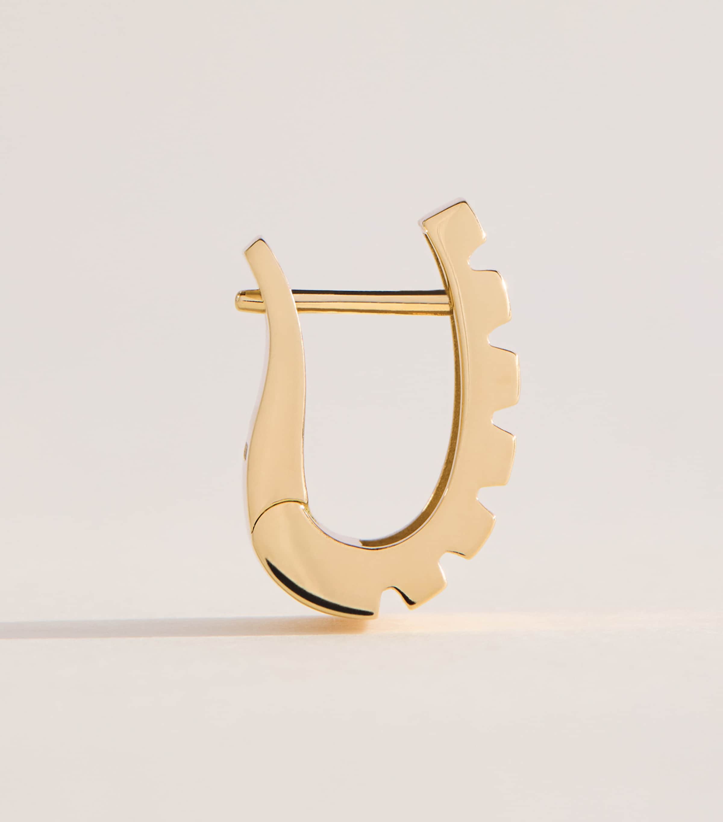 Azlee Large Yellow Gold Escalier Hoop Earrrings Yellow Gold Image 3