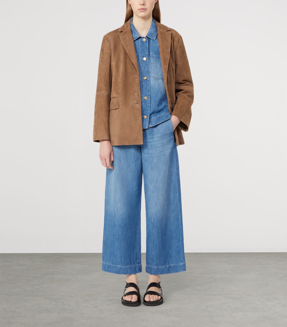 Max Mara Womens Suede Single-Breasted Blazer Hazelnut Brown Image 4