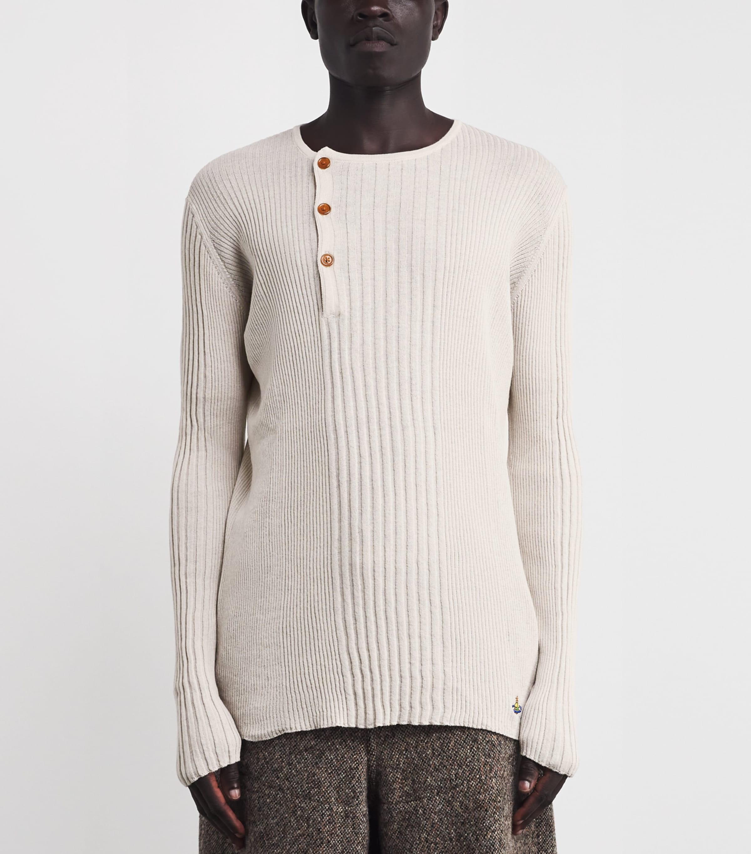 Cotton-Cashmere Tegan Henley Shirt A402 DUSTY WHITE Image 3