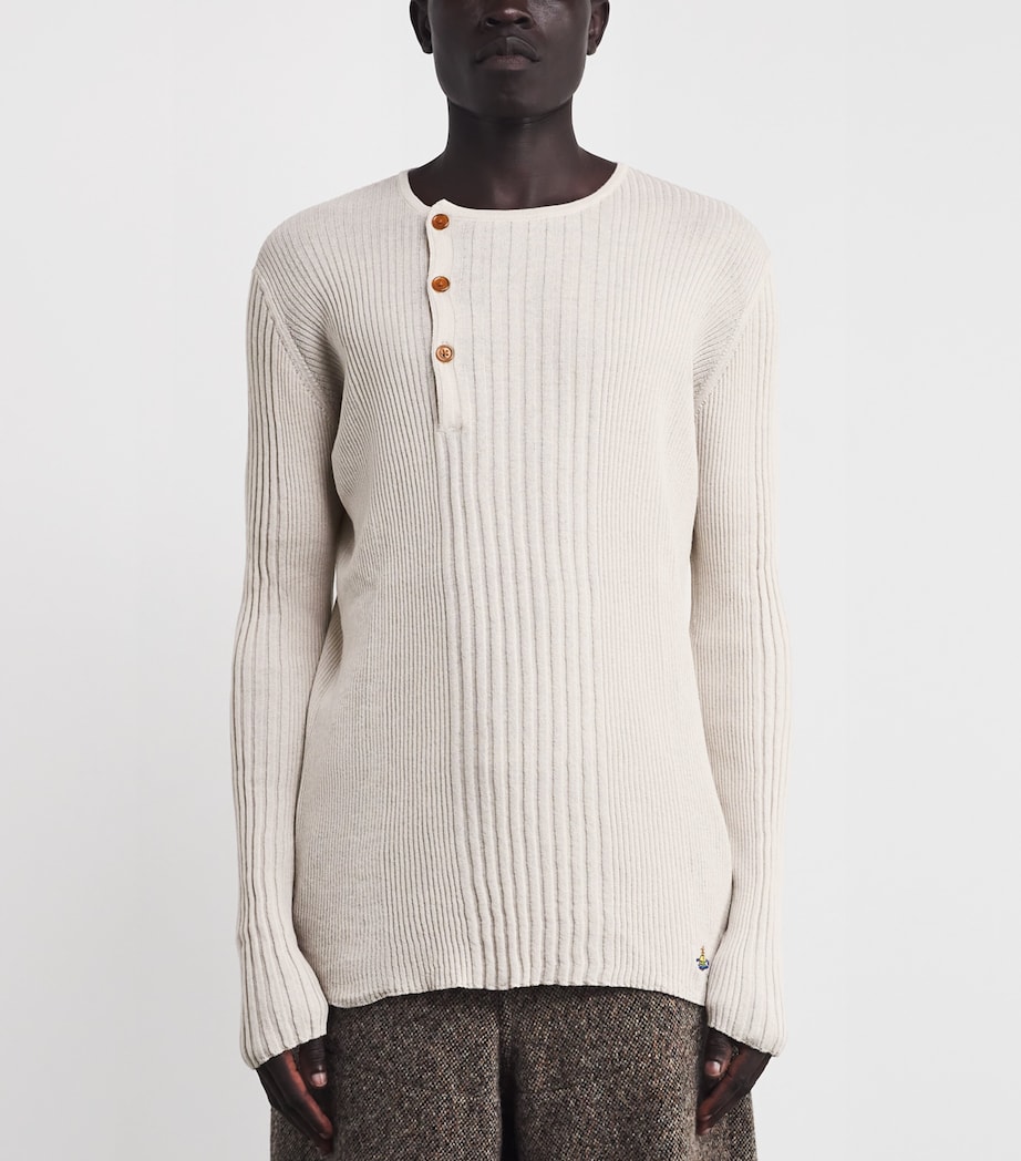 Cotton-Cashmere Tegan Henley Shirt A402 DUSTY WHITE Image 3