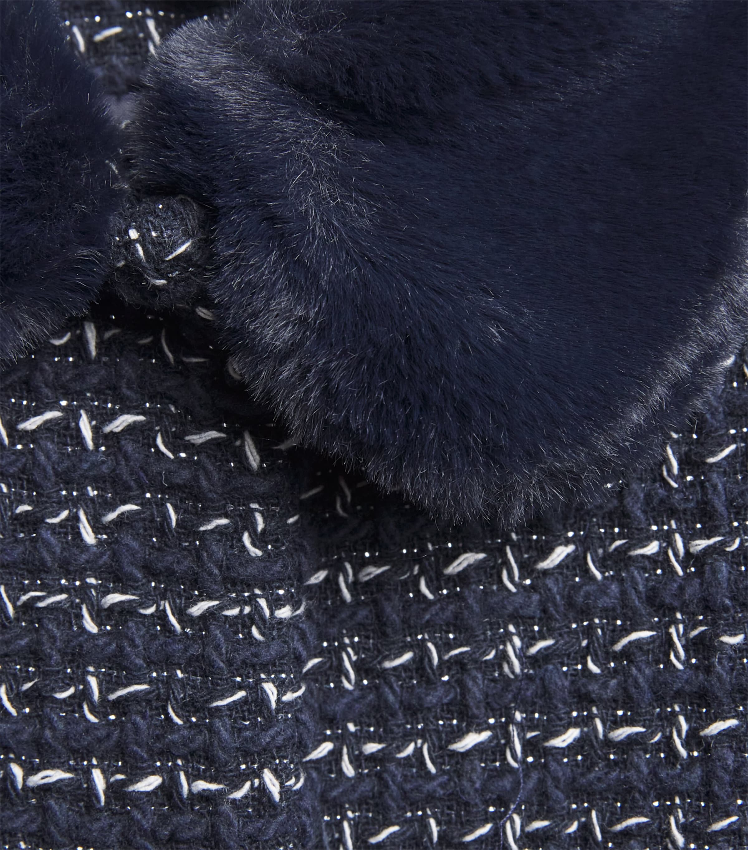 Faux Fur Tweed Coat (3-12 years) 4 MARINE Image 3