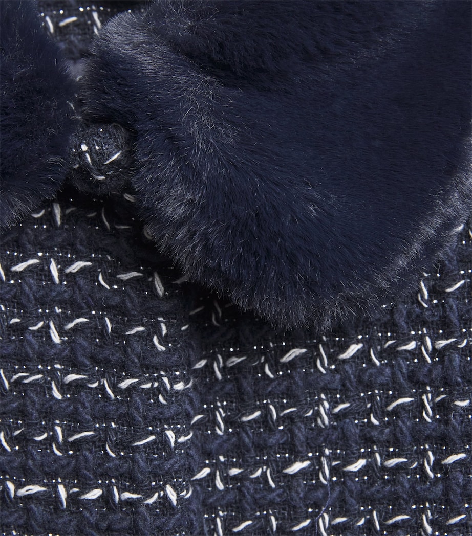 Faux Fur Tweed Coat (3-12 years) 4 MARINE Image 3