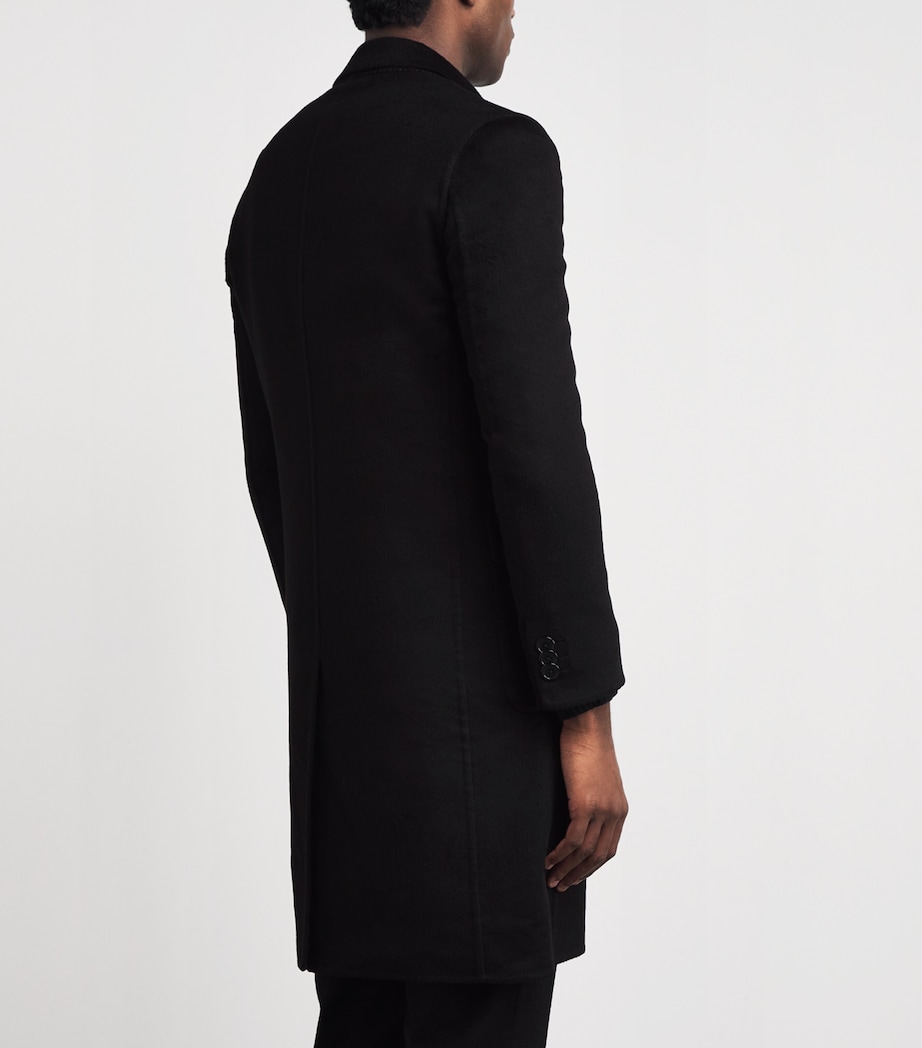 Alan Scott Mens Cashmere-Blend Double-Face Coat Black Image 5