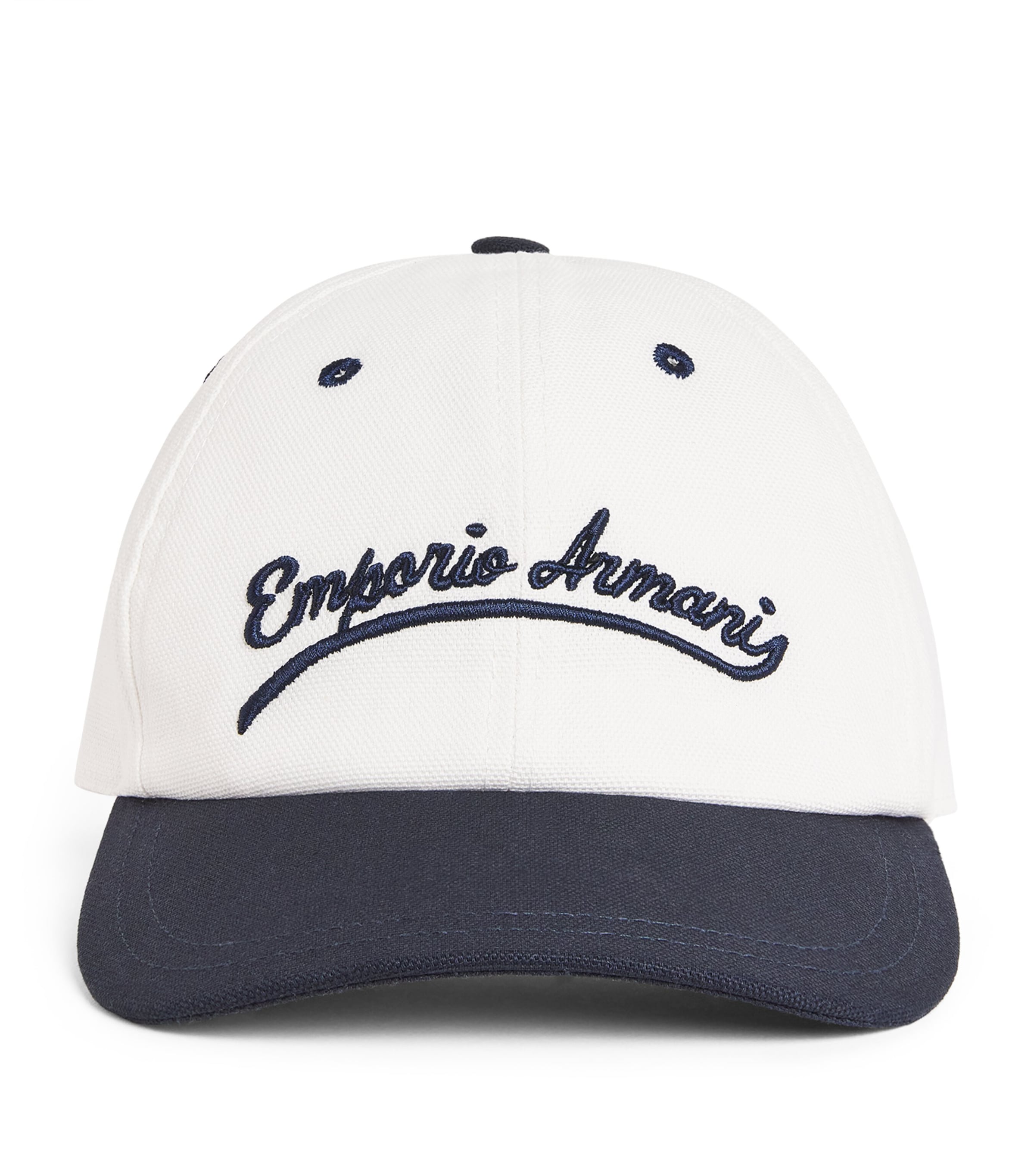 Cotton Logo Baseball Cap WHITE / BLUE Image 1