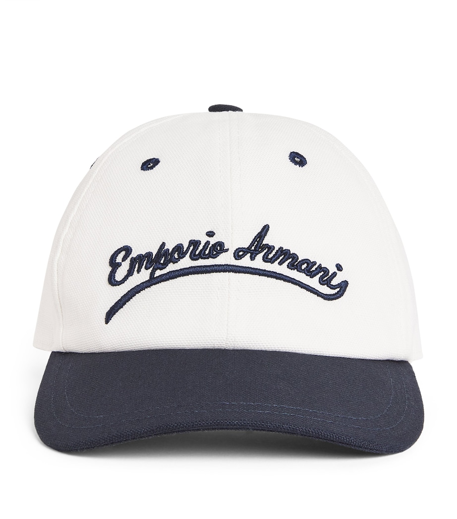 Cotton Logo Baseball Cap WHITE / BLUE Image 1