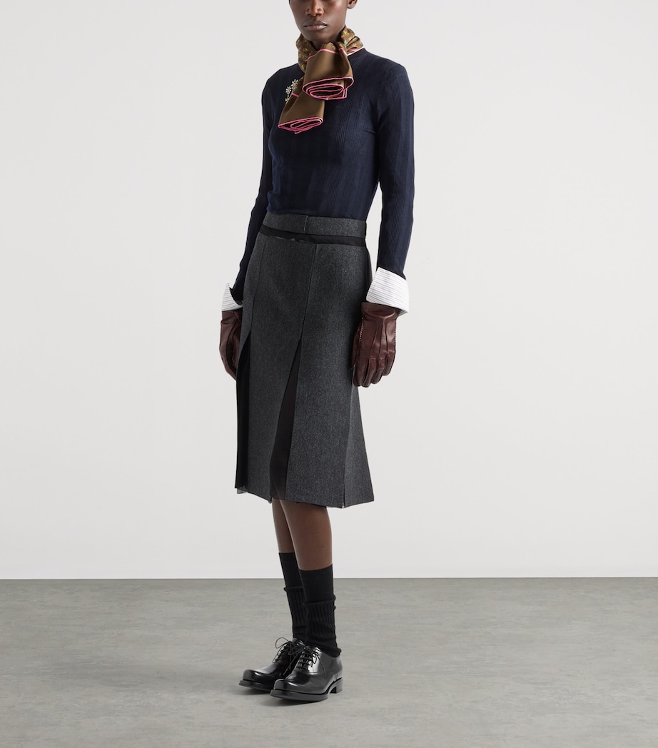 Prada Womens Wool-Cotton Sweater Blue Image 2