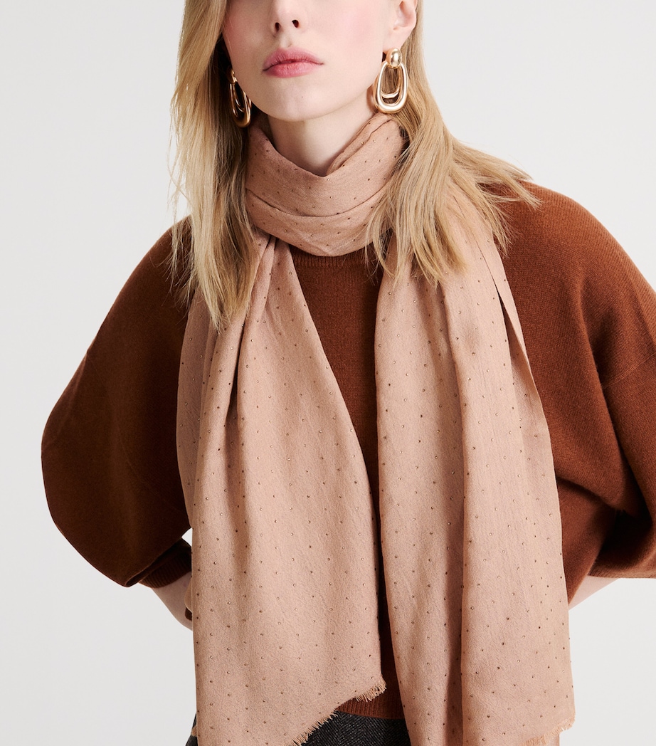 Marella Modal-Wool Embellished Scarf Camel Image 2
