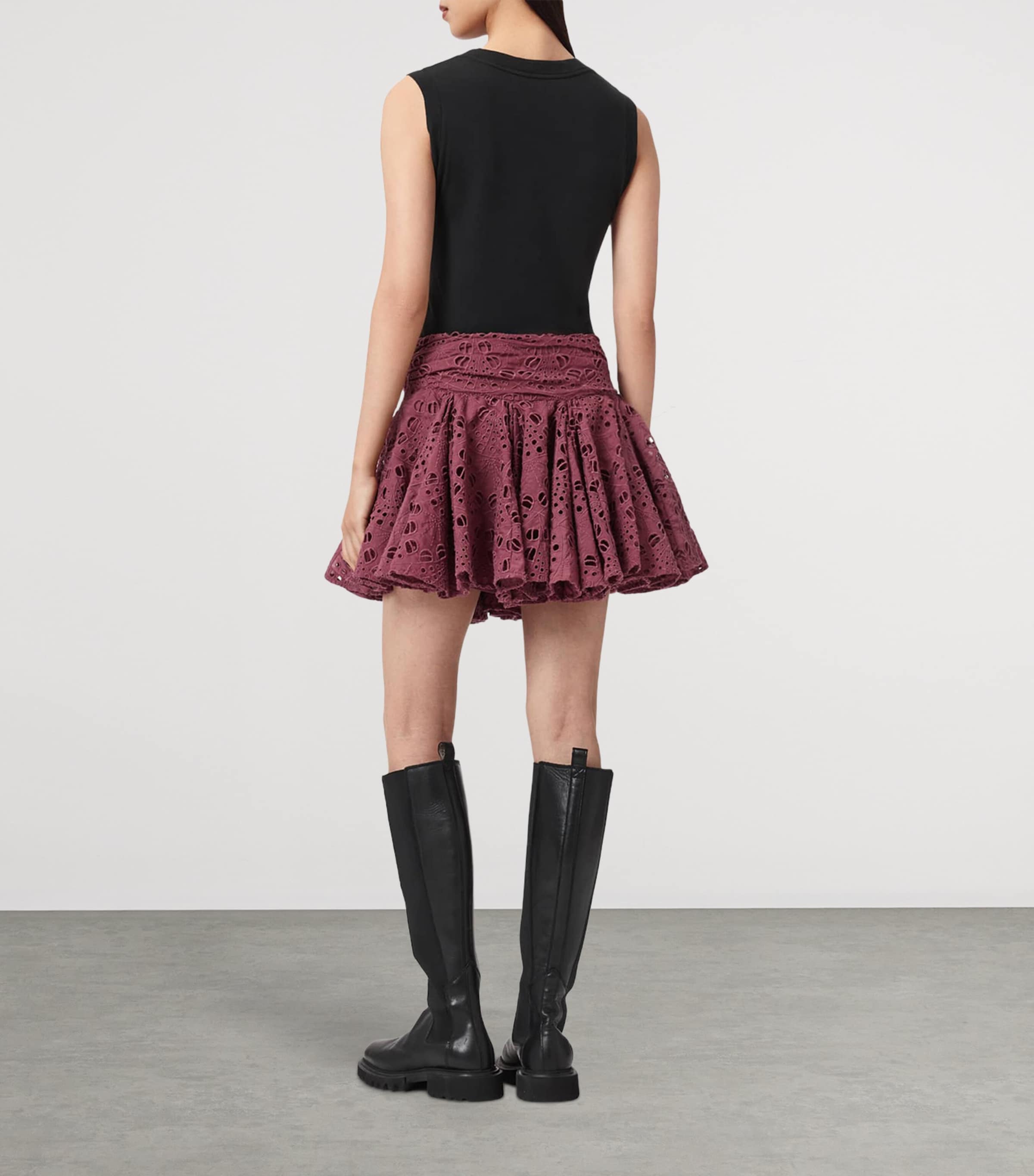 AllSaints Womens Dotty Mini Skirt Raspberry Pink Image 8