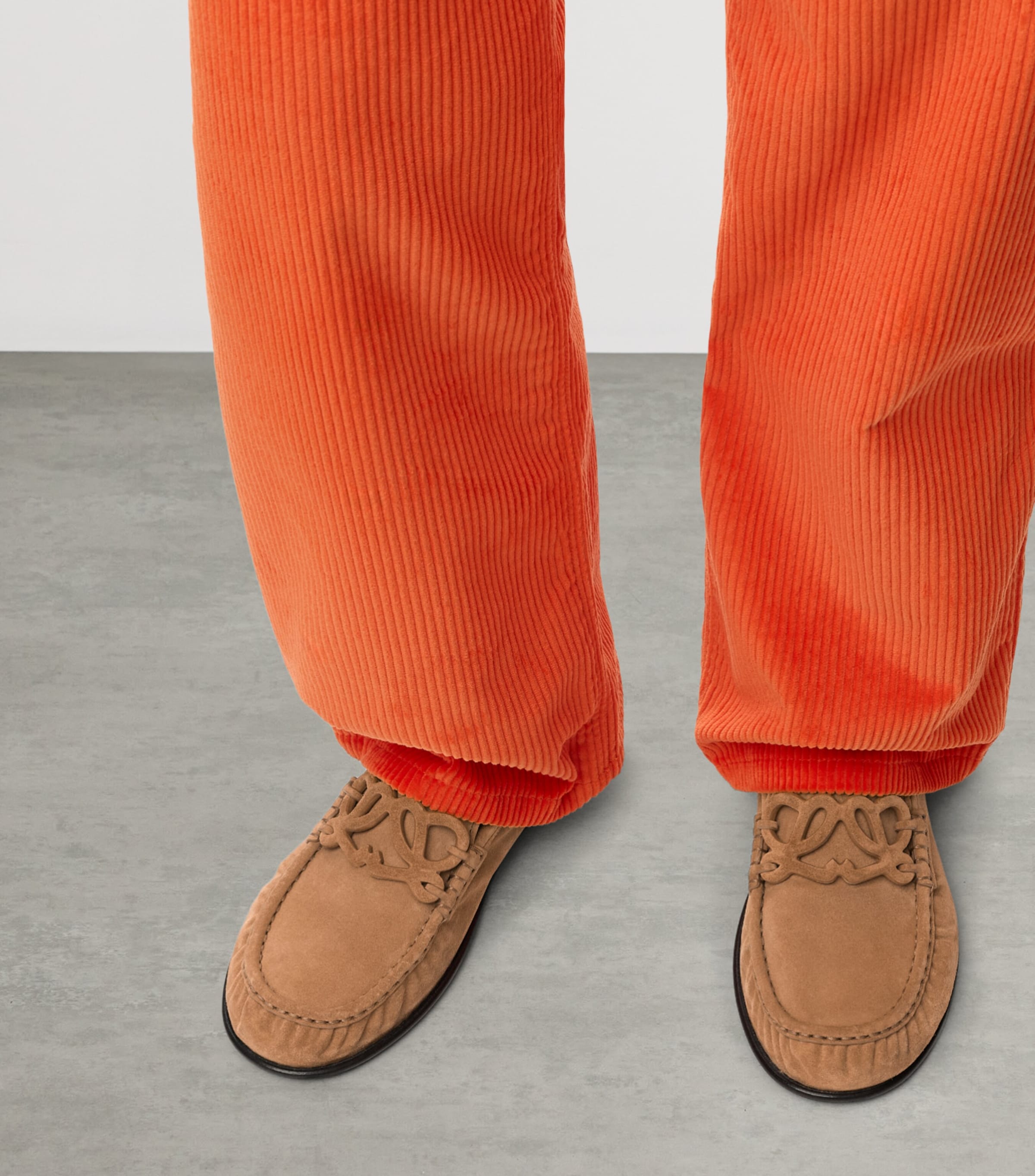 LOEWE Suede Double L Loafers Caramel Latte Image 2