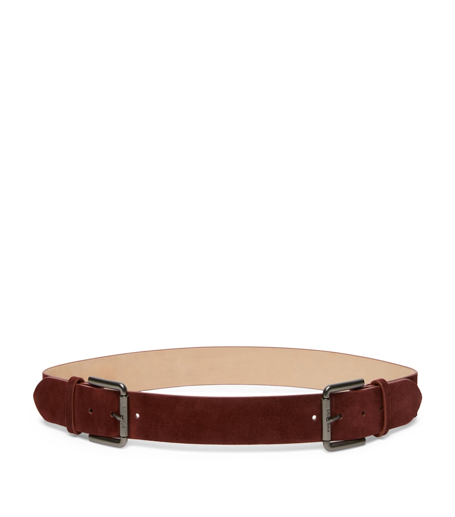 Max Mara Suede Double-Buckle Belt Amber Brown Image 1