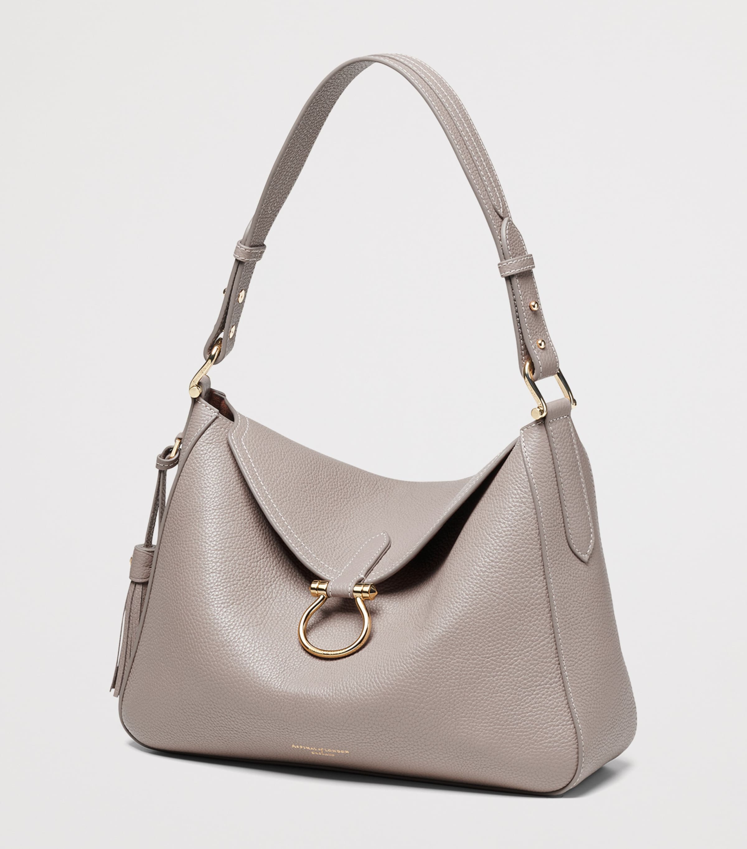 Aspinal Of London Grained Leather Ella Shoulder Bag Moleskin Image 3