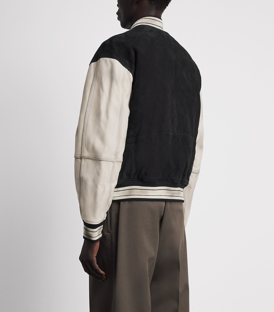 Coor Mens Suede Varsity Jacket Black Image 5