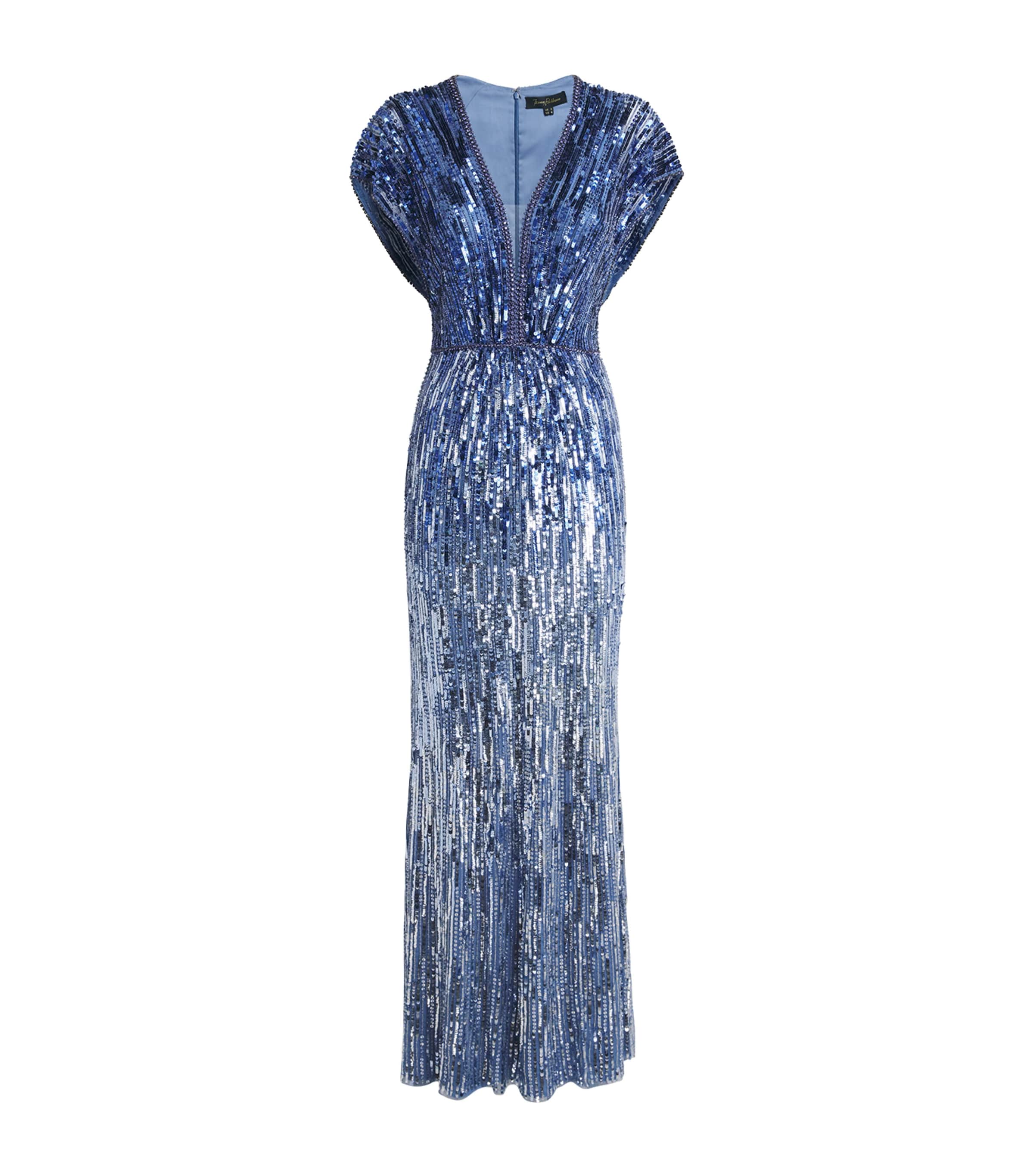 Jenny Packham Womens Sequinned Dusk Gown Denim Image 1