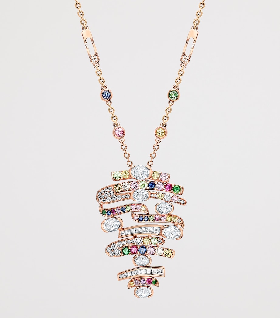 Boodles Rose Gold, Diamond, Sapphire, Ruby and Tsavorite Play of Light Chelsea Pendant Necklace Rose Gold Image 3
