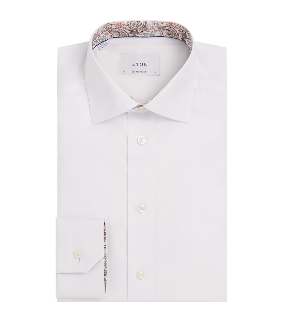 Cotton Paisley-Collar Contemporary-Fit Shirt WHITE Image 1