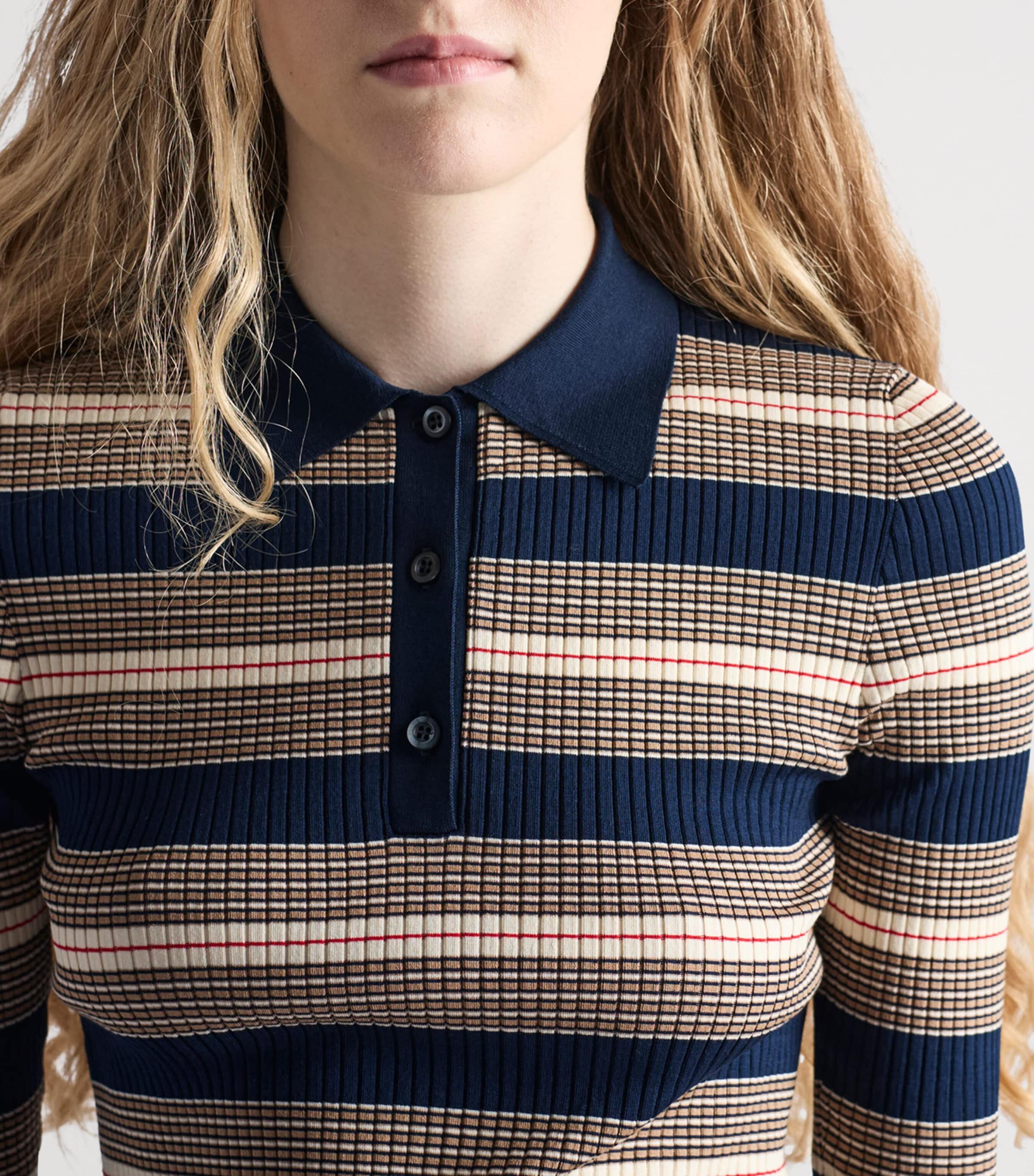 Prada Womens Cotton-Blend Knitted Polo Shirt Image 3