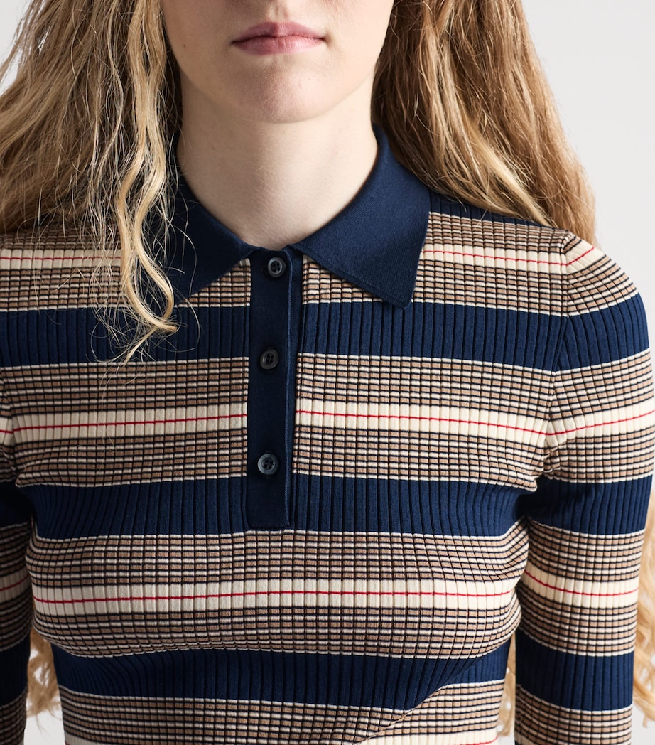 Prada Womens Cotton-Blend Knitted Polo Shirt Image 3