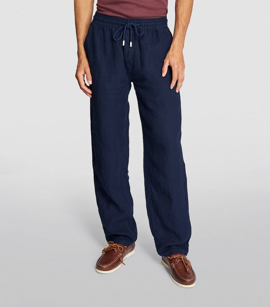 Linen Pacha Drawstring Trousers 390 BLUE MARINE Image 3