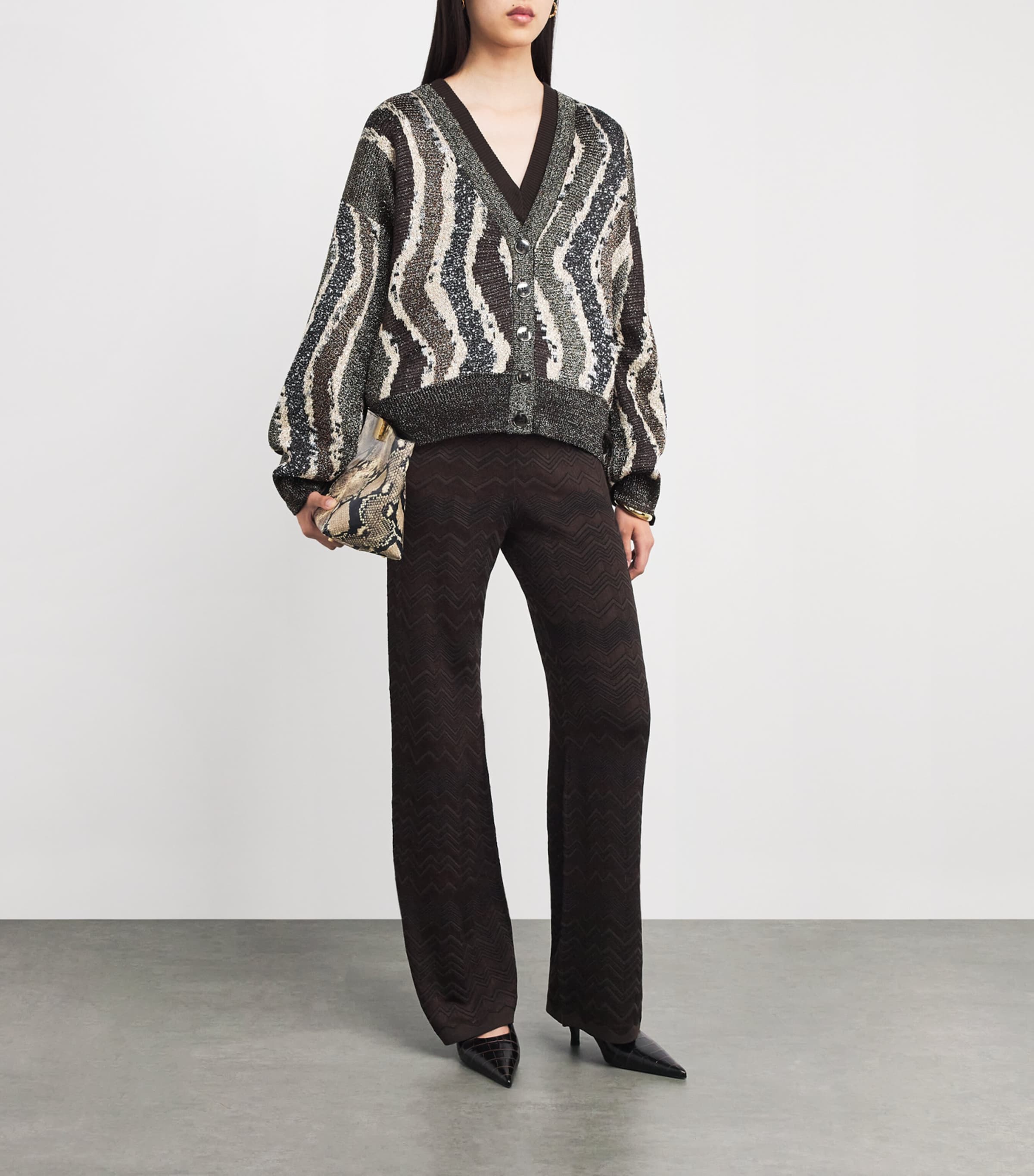 Missoni Womens Zigzag High-Rise Leggings Solid Brown Image 2