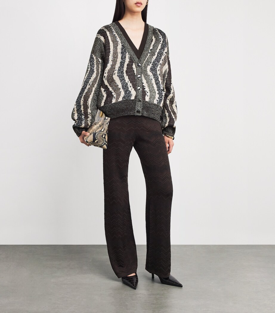 Missoni Womens Zigzag High-Rise Leggings Solid Brown Image 2