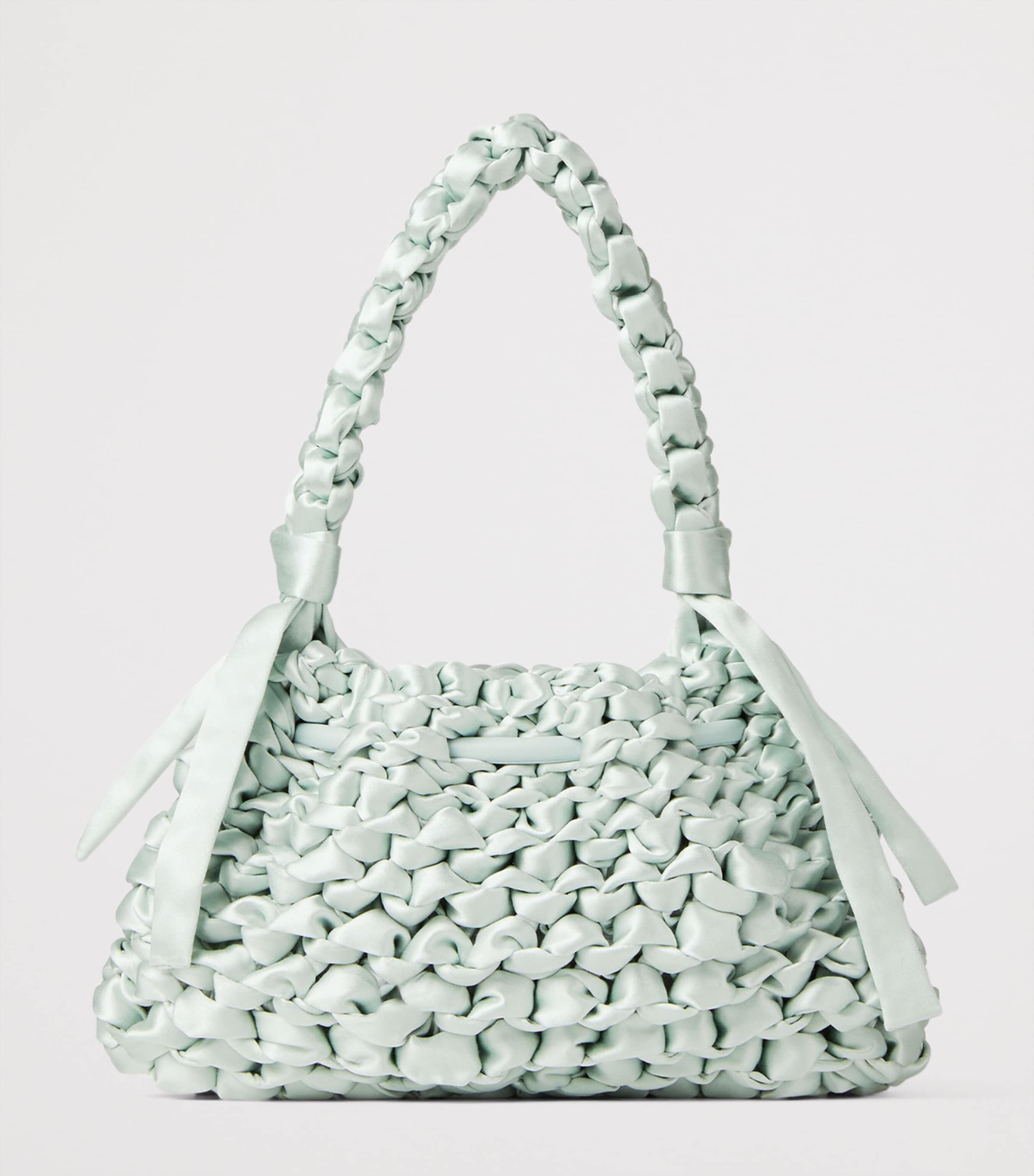 Small Satin Cinch Shoulder Bag LIGHT VERDE/ANTIQUE Image 4