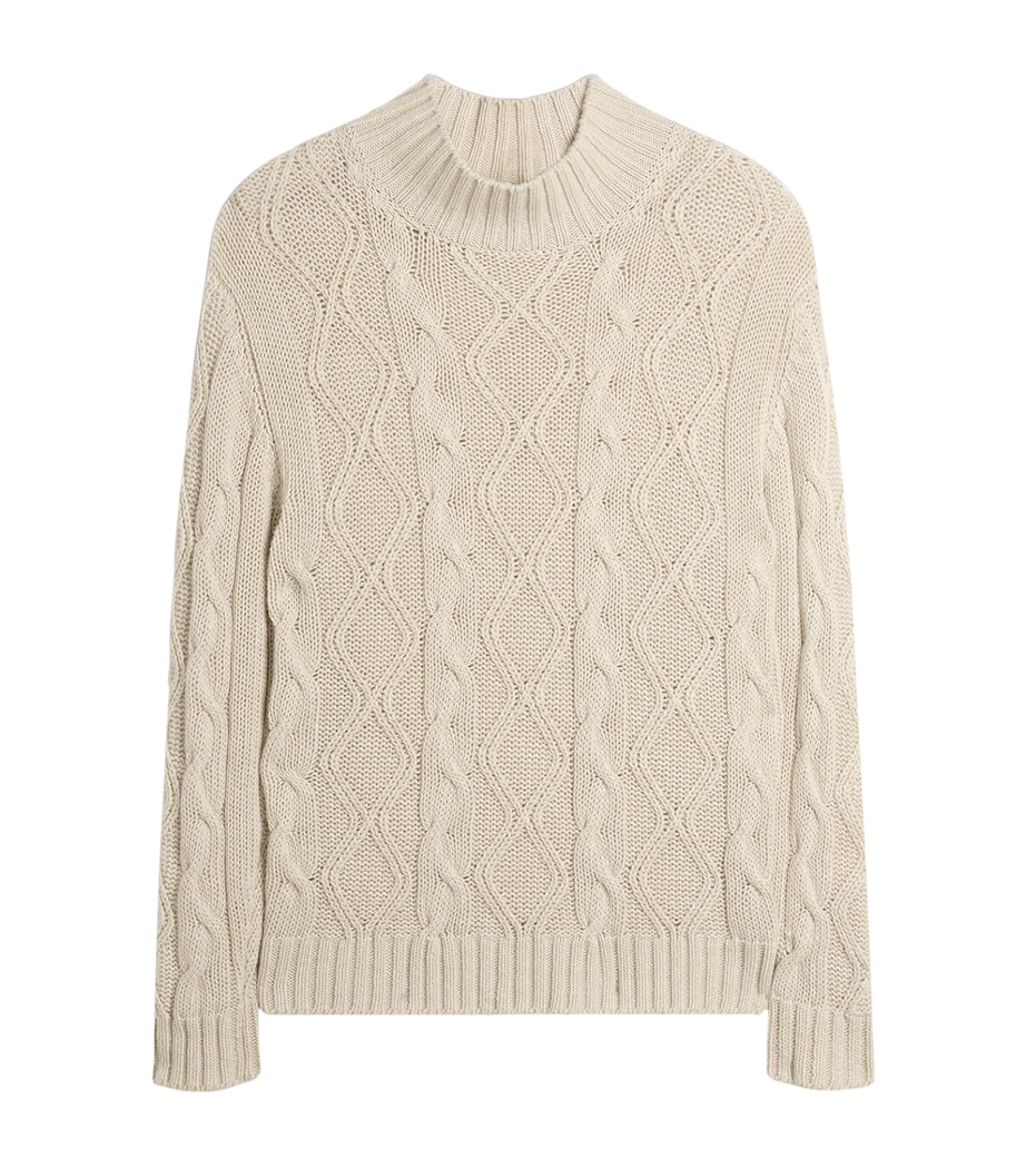 Dunhill Mens Cashmere-Blend Aran Cable-Knit Sweater Image 1