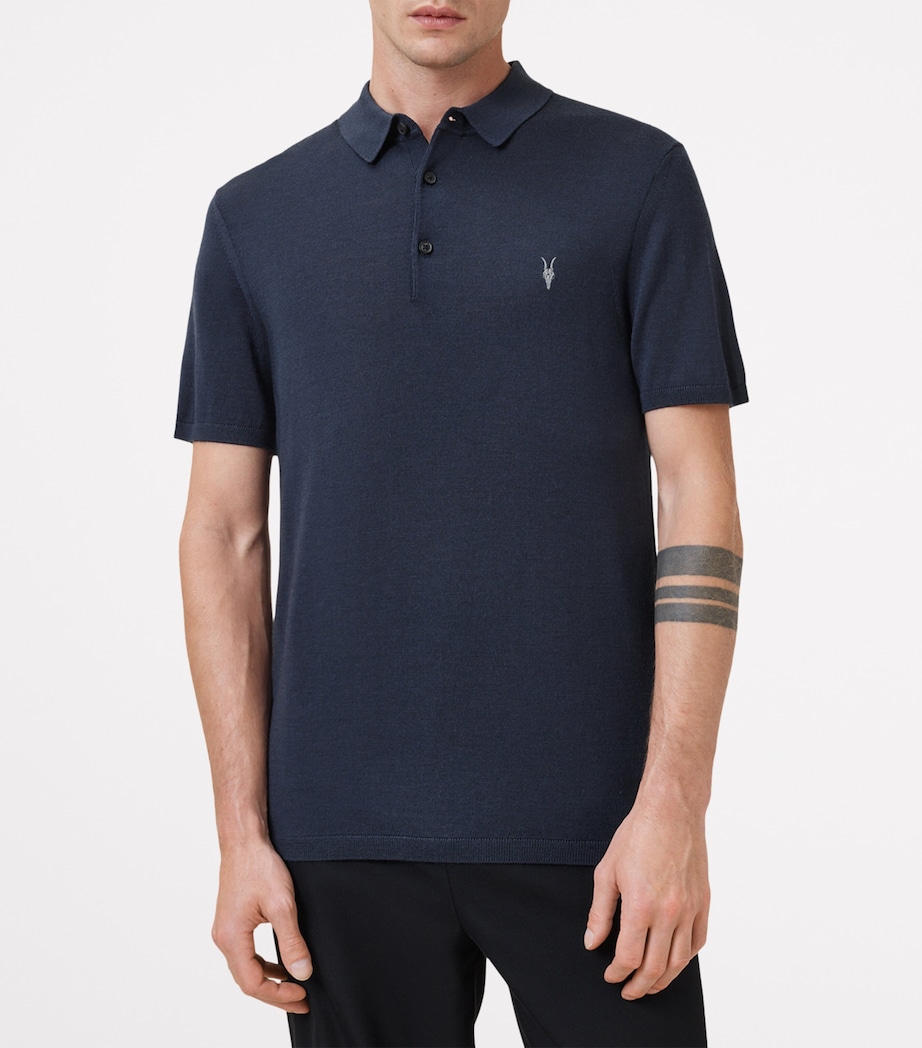 Merino Wool Mode Polo Shirt NAVY BLUE Image 4