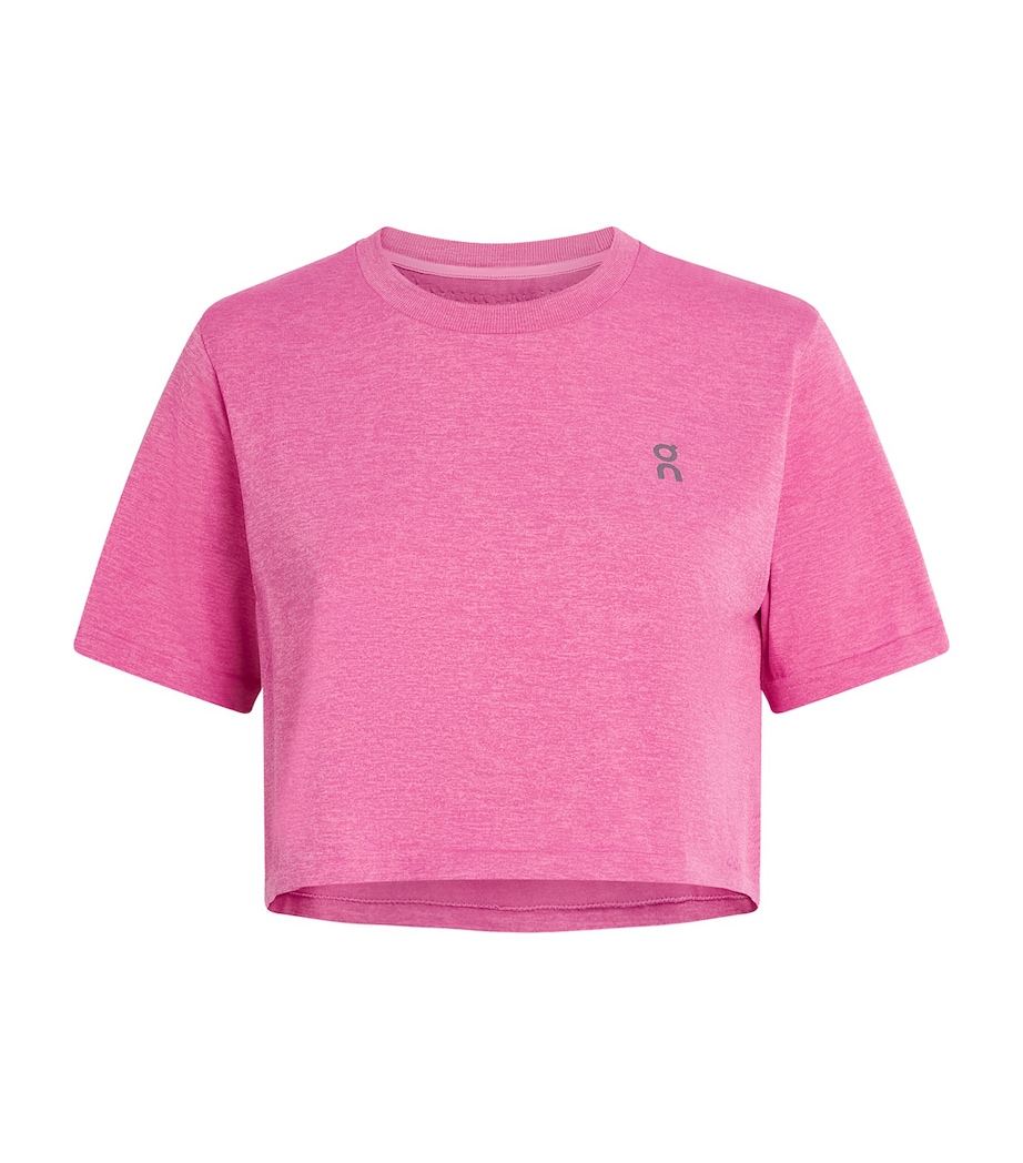 On Womens Train Flex Crop T-Shirt Bubblegum Heather Image 1