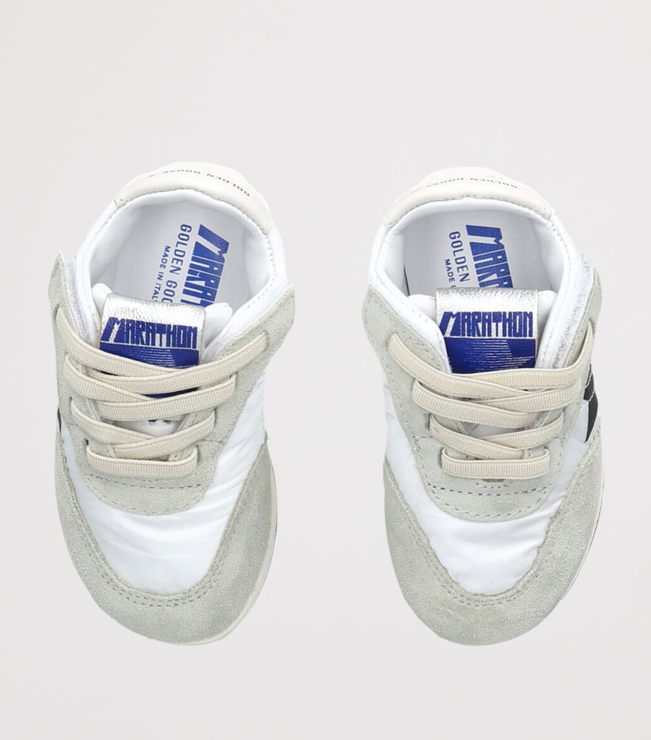 Leather Marathon Crib Sneakers WHITE/BLK Image 4