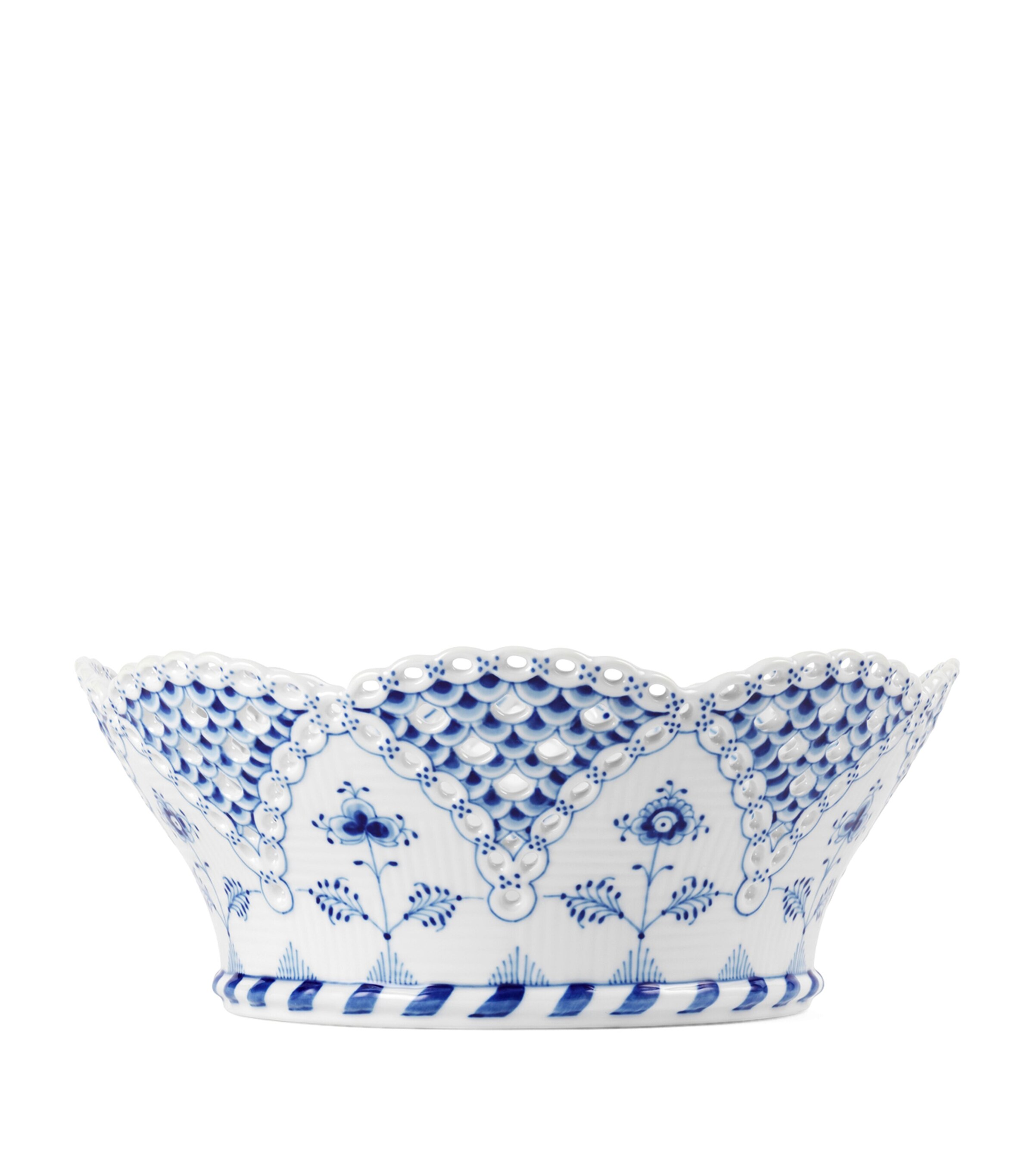 Royal Copenhagen Porcelain Full Lace Fluted Fruit Bowl (23cm) Blue Image 5