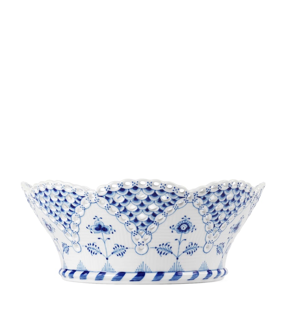Royal Copenhagen Porcelain Full Lace Fluted Fruit Bowl (23cm) Blue Image 5