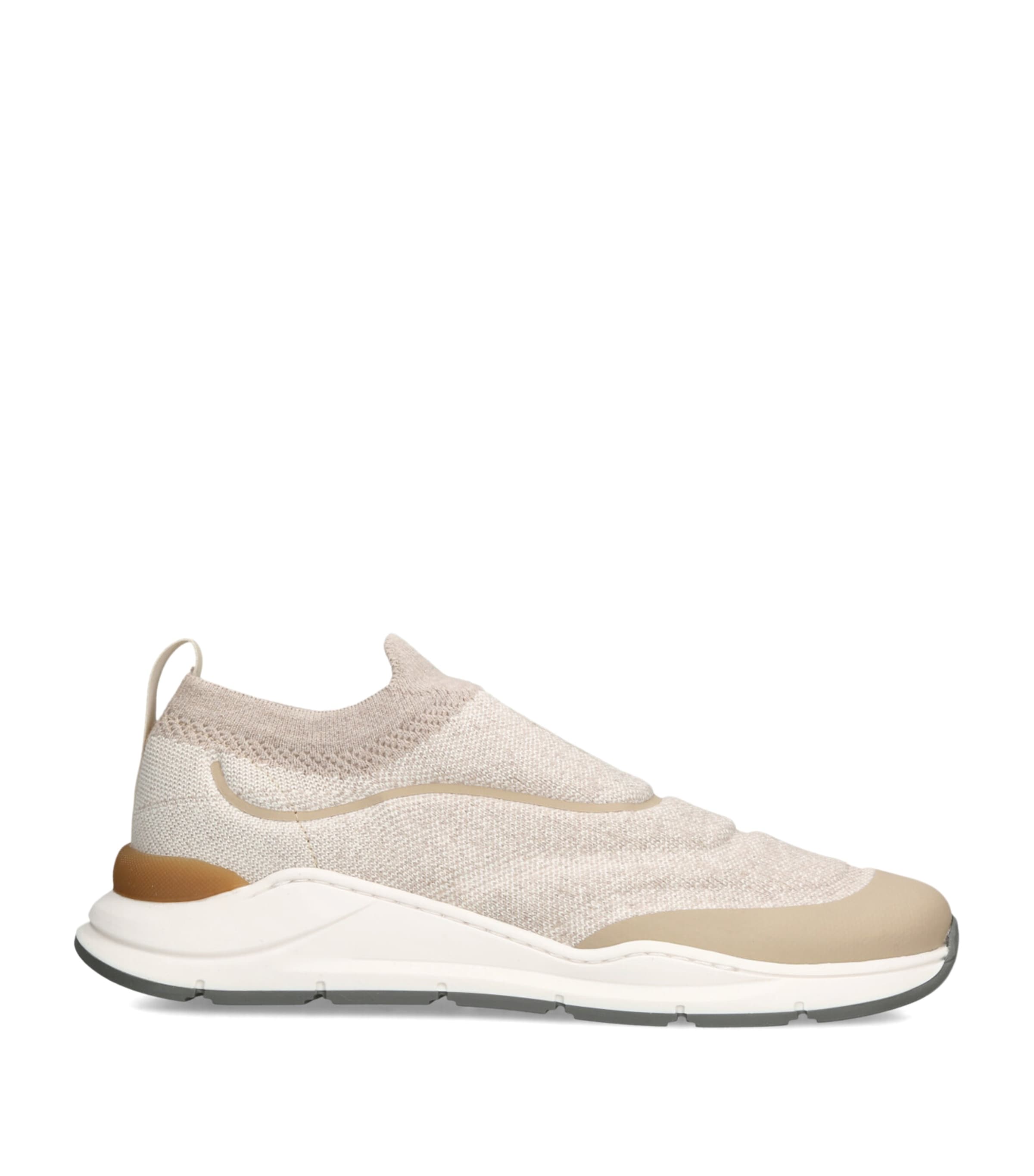 Brunello Cucinelli Kids Knitted Slip-On Sneakers Beige Image 1