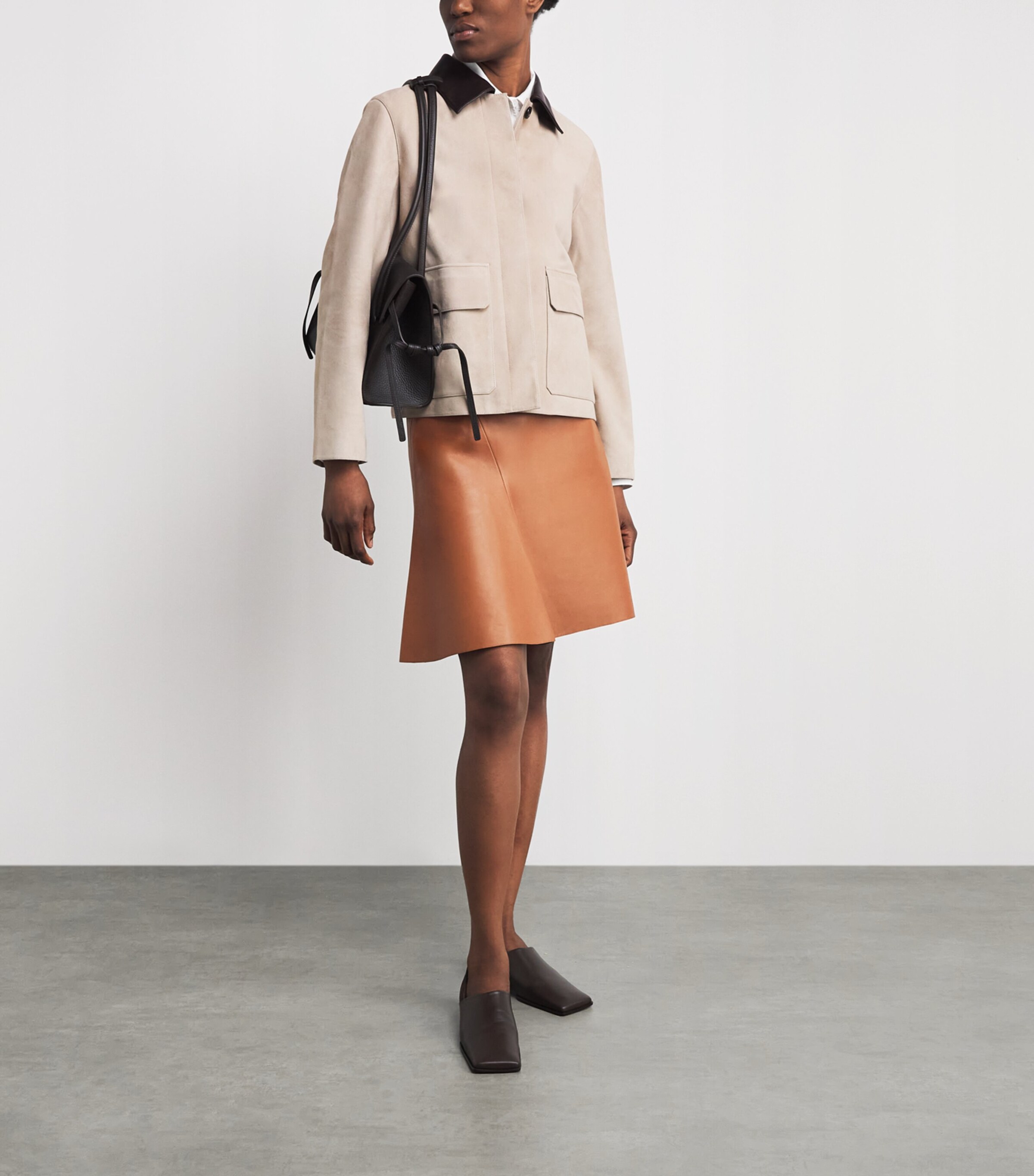 Theory Womens Lambskin Mini Skirt Zfd Bright Cognac Image 2