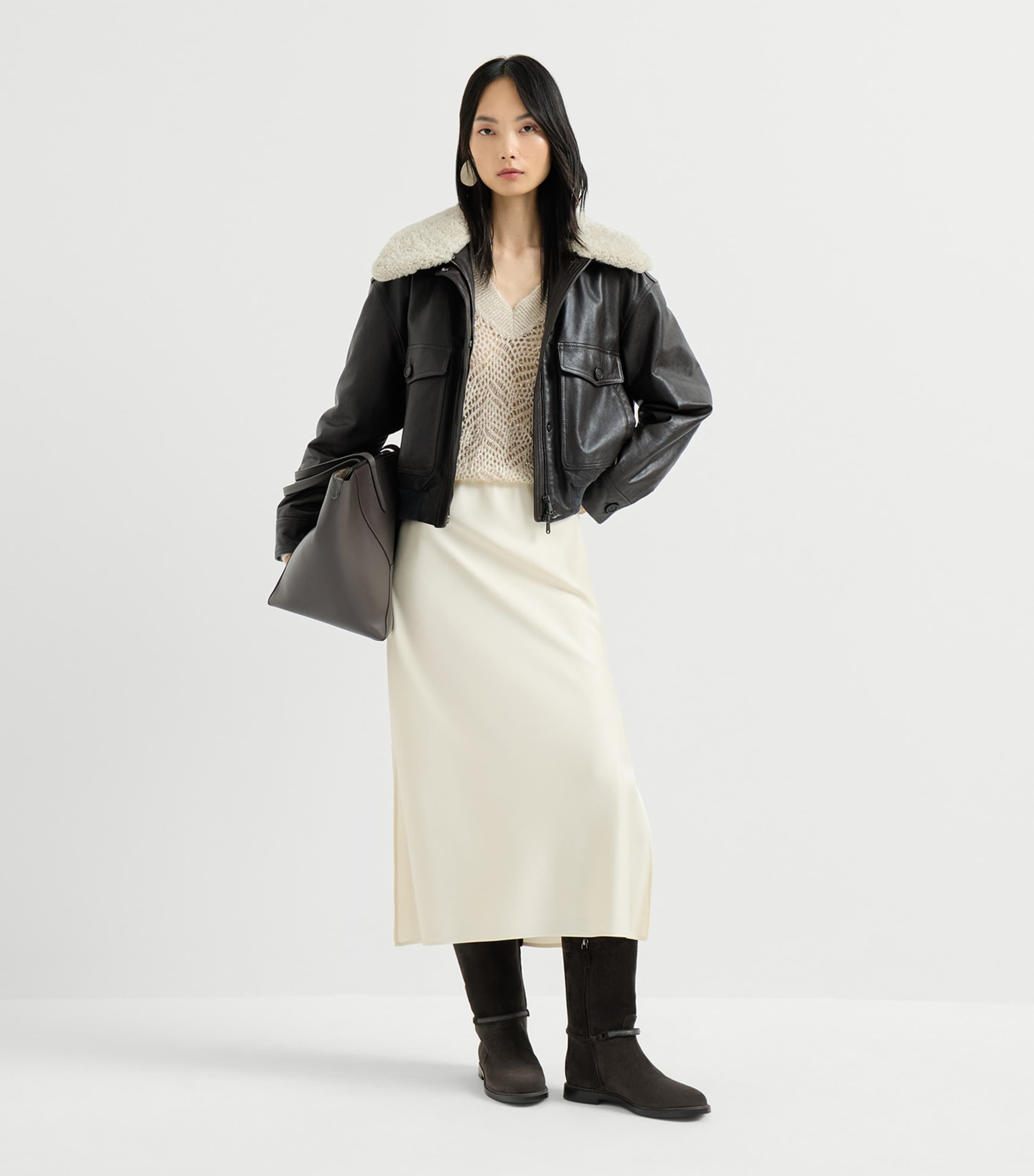 Brunello Cucinelli Womens Satin Midi Skirt Image 5