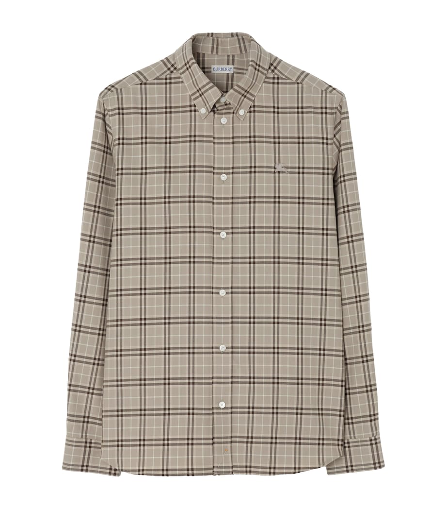 Burberry Mens Cotton Check Shirt Dove Grey Ip Check Image 1