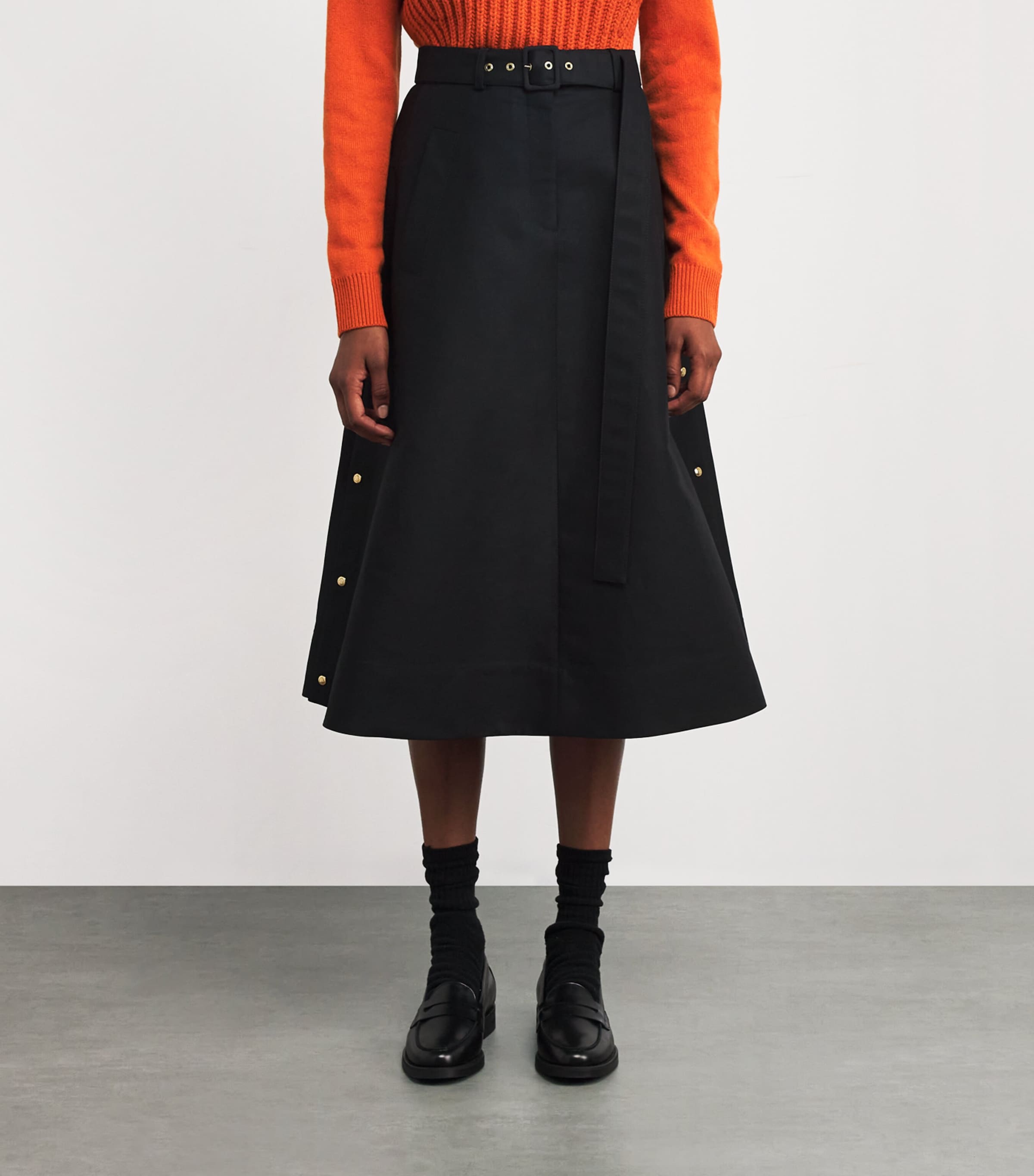 Cotton Belted Midi Skirt 999 Image 3